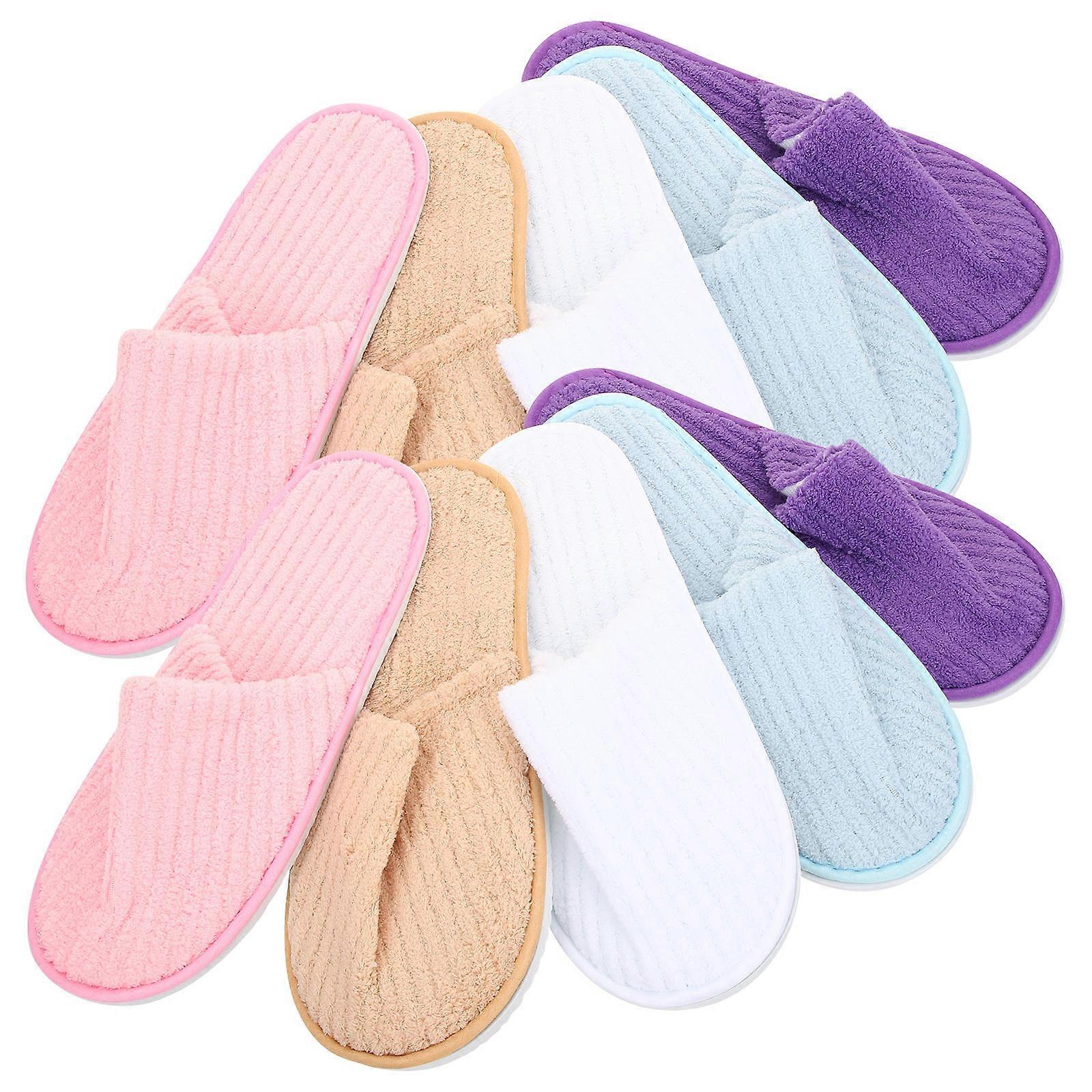 Coral Fleece Slippers Indoor Footwear Winter 10 Pairs Assorted Color Anti-Slip Warmth Closed Toe