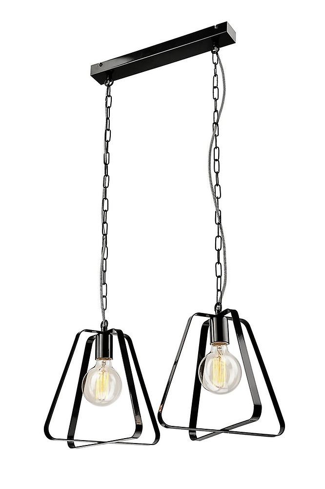 Riccardo Wire Frame Pendant Ceiling Light Black, 2x E27