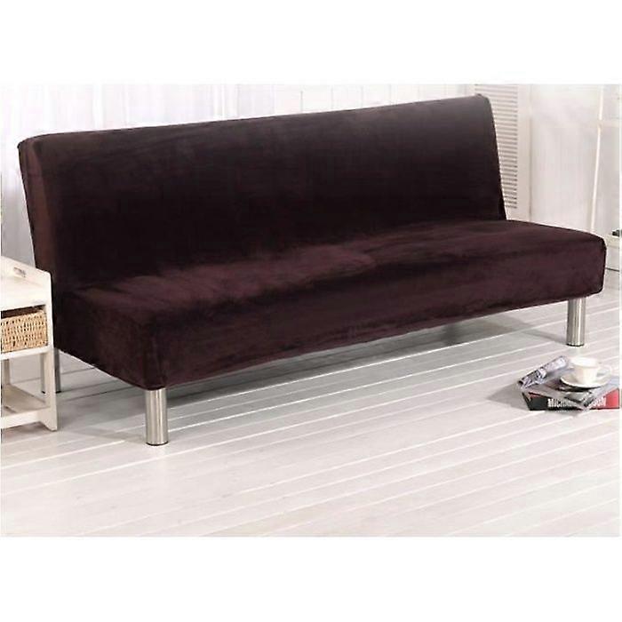 Solid Stretch Sofa Cover Sofa Slipcover Armless Couch Cover (Brown)