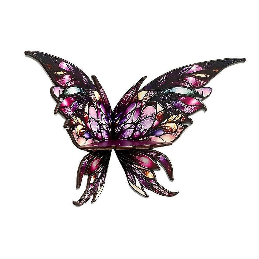 Butterfly Display Rack Purple Wooden Wall Shelf For Resin Figurines And Decor Easy Installation Space Saving Corner Shelf