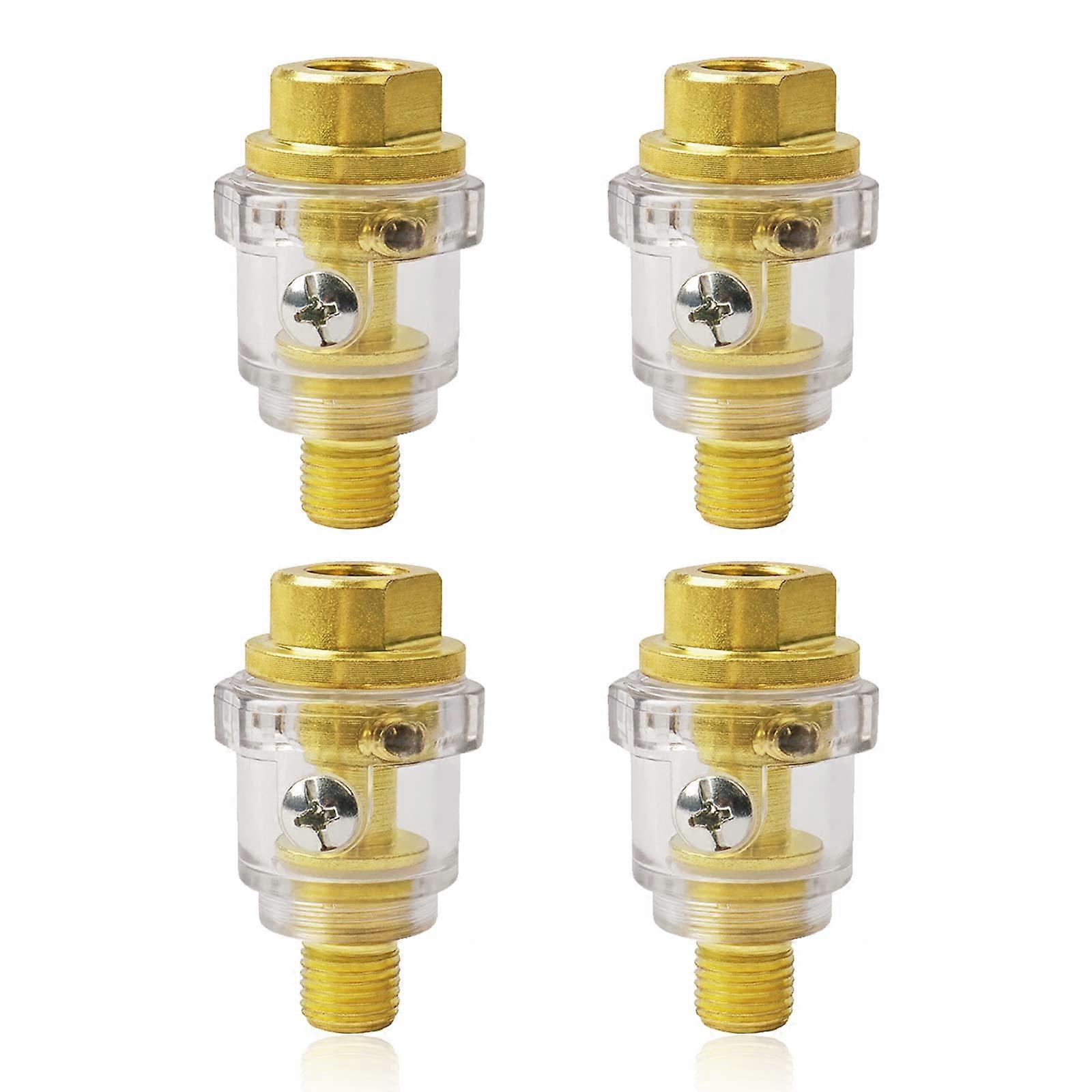 Mini Oil Lubricator Compressed Air Oiler 1/4 Inch, 4 Pieces Inline Mist Oiler for Air Compressors, Compatible with Compressor Pipes