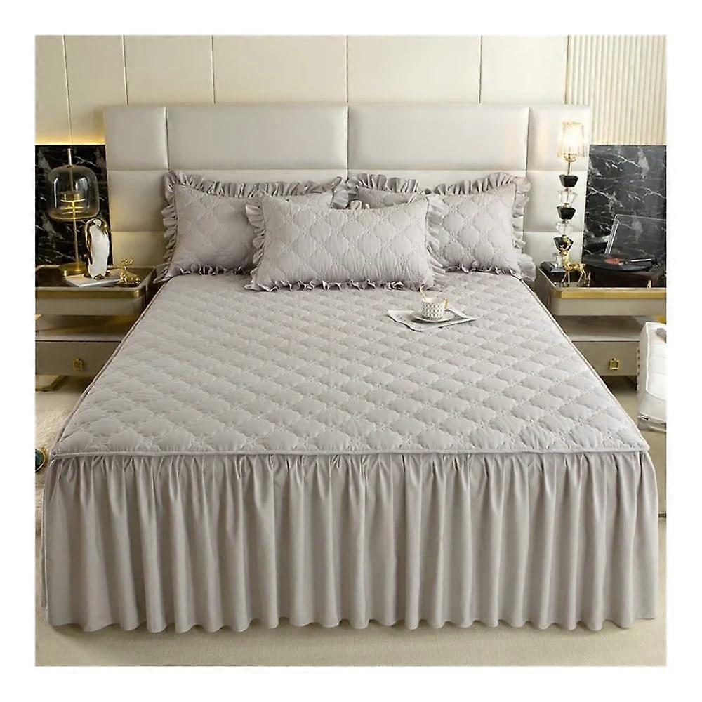 Thickened bed skirt, solid color, quilted mattress protector, skinfriendly bedspread (without pillowcase) (Shenshihui, King 180 x 200 cm, 1 piece)