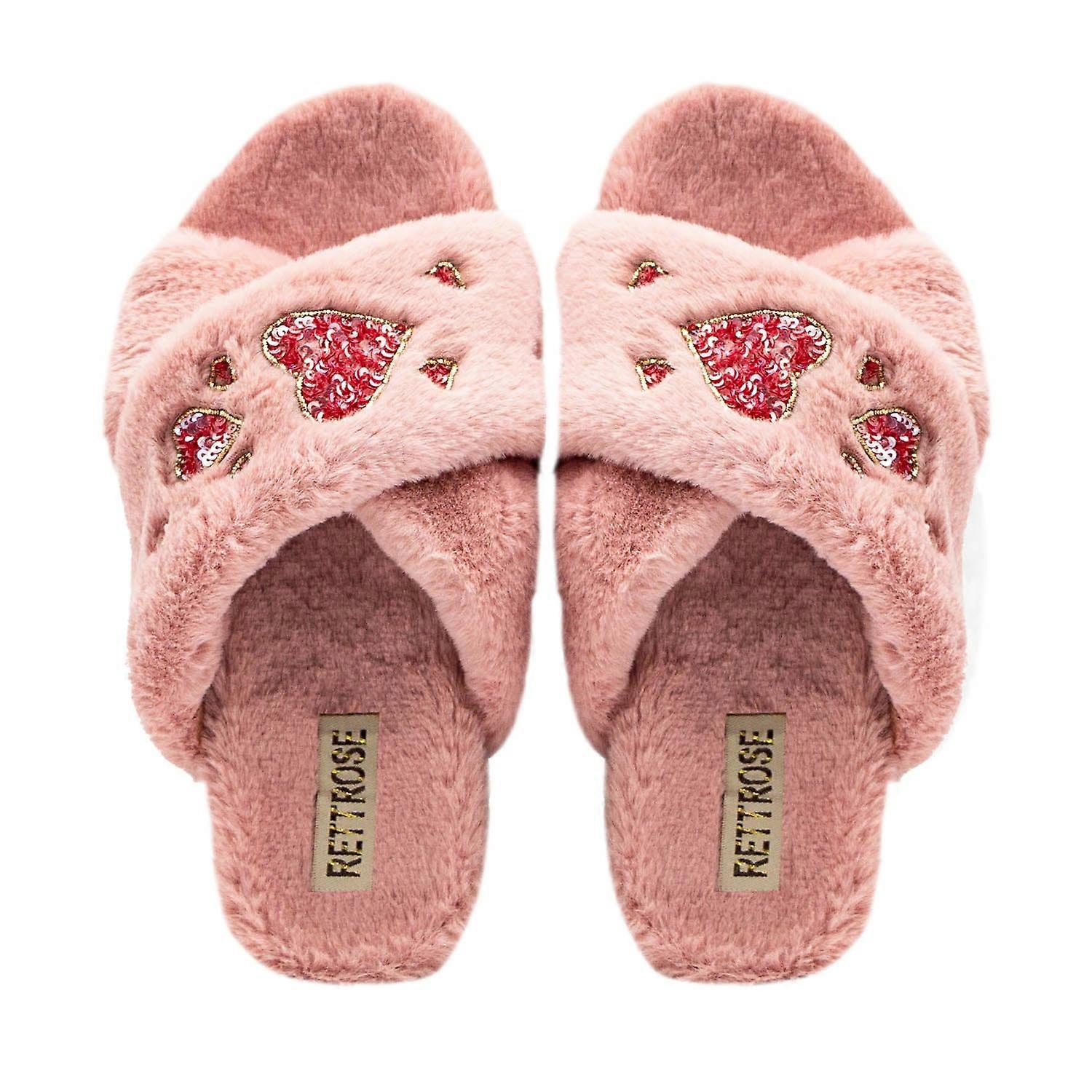 Kaylee nude luxury plush diamanté embellished handmade slipper