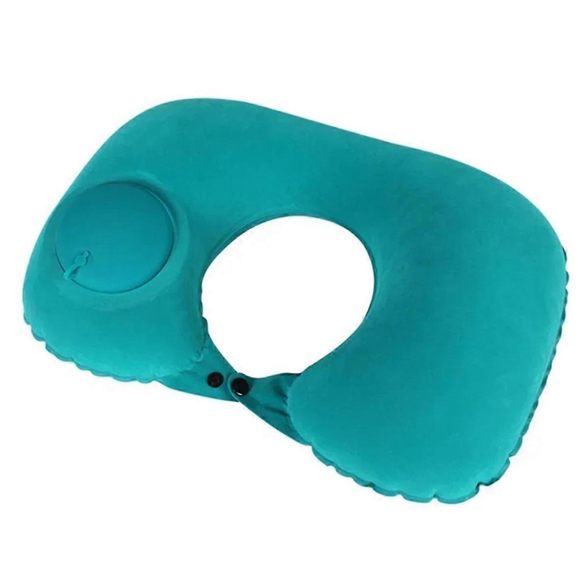 U-Shaped Neck Cushion Inflatable Pillow with Air Pressure Ring for Use in Cars,Trains and Airplanes