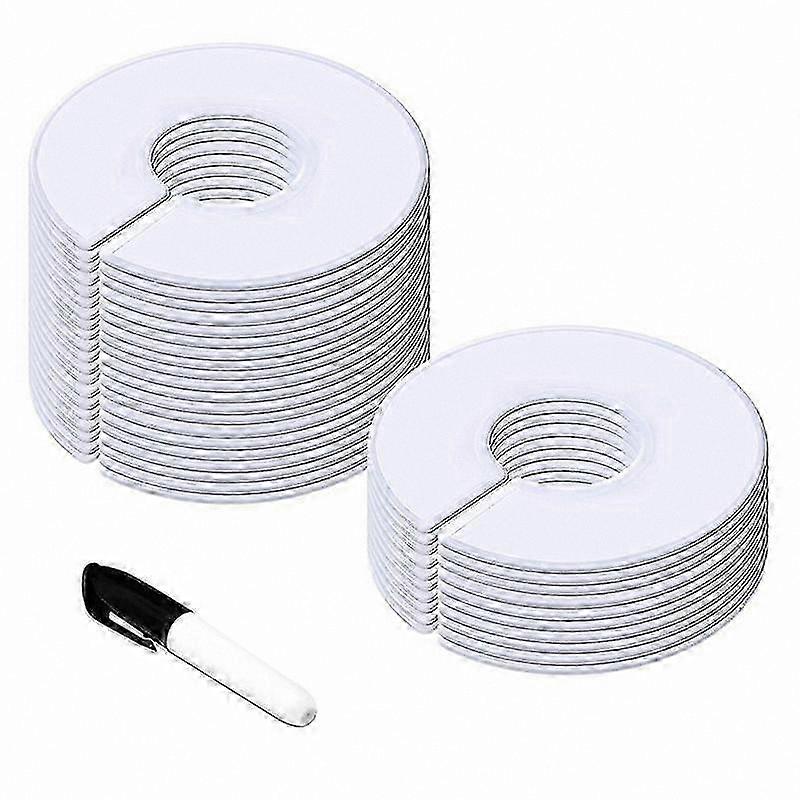30-Pack White Round Closet Rack Dividers with Marker, 3.5 Inch Outer Diameter