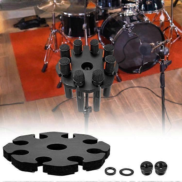 Universal Microphone Stand Holder with 8 Mic Storage Compatible with Most Tripods