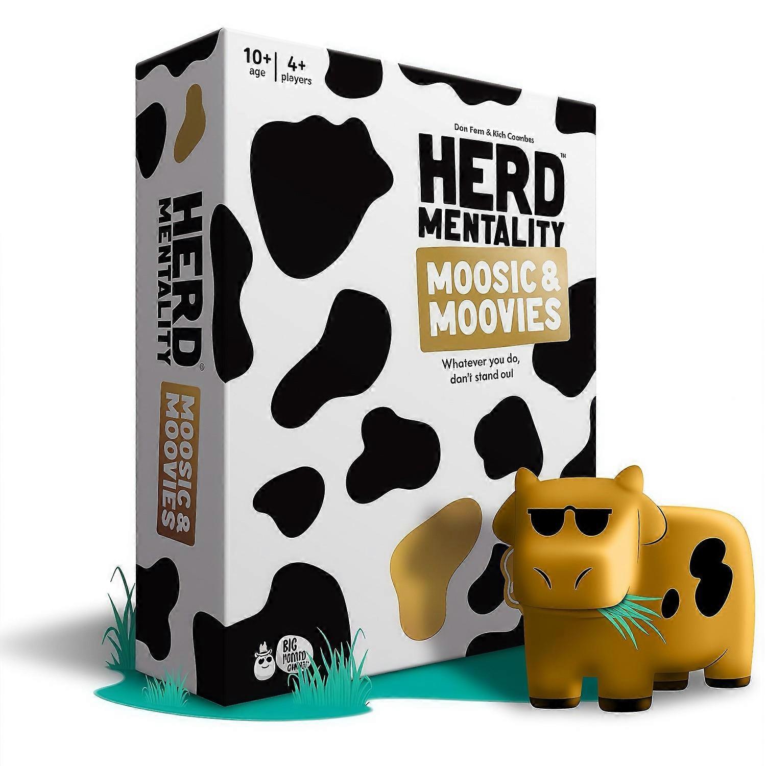 Precision-based: Herd Mentality board game, Moosic & Moovies, suitable for players from 10+ and 4+, e