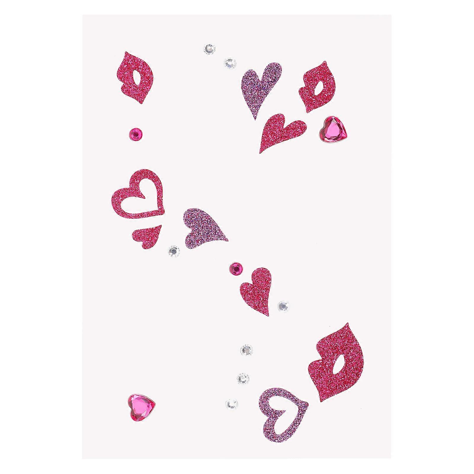 Valentine's Day Face Stickers Unique Heart Gems for Party Makeup and Decoration PVC Multi Color