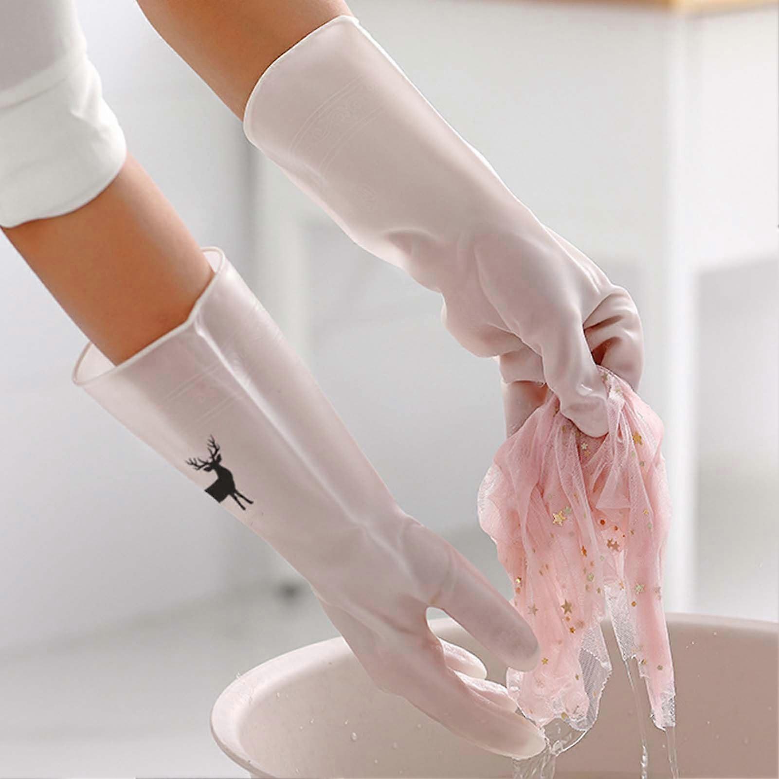 Thickened Protective Rubber Kitchen Gloves, Anti-Slip, Reusable, Size S, For Kitchen, Gardening, Household Cleaning