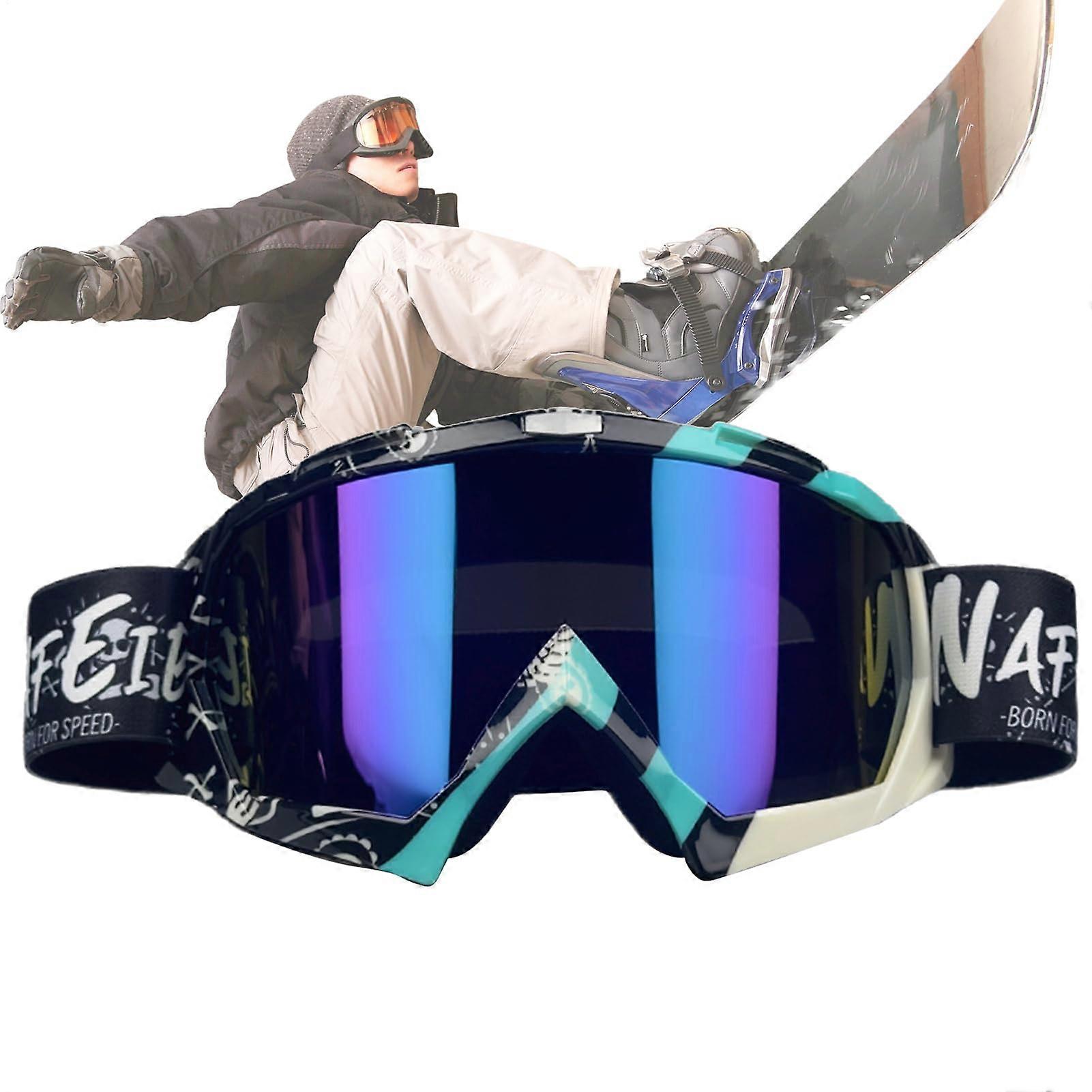 Adult Snow Ski Goggles - Anti-Fog Cycling Motorcycle Snowmobile Goggles with Windshield Compatibility and Colored Lenses