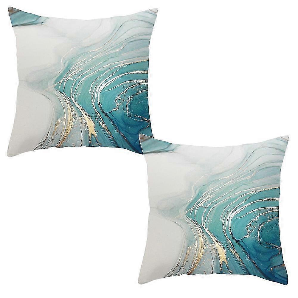 2pcs Green ink pattern abstract pillow cover
