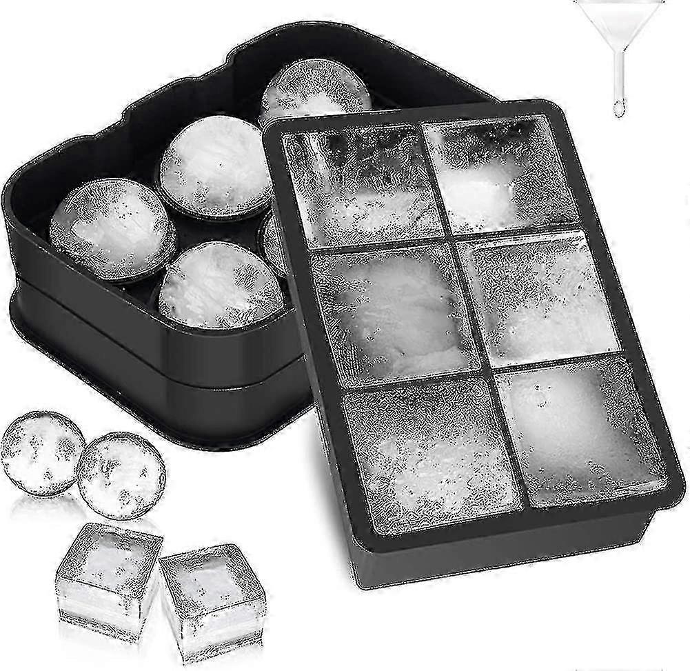 Ice Cube Mold, 2 Large Silicone Ice Cube Molds With Lid Ice Cube, 1...