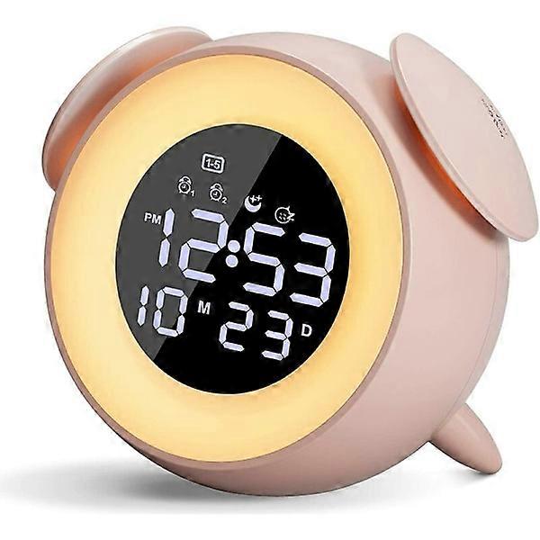 LED Alarm Clock Ambient Music Light Home Alarm Clock Light Clock (pink)