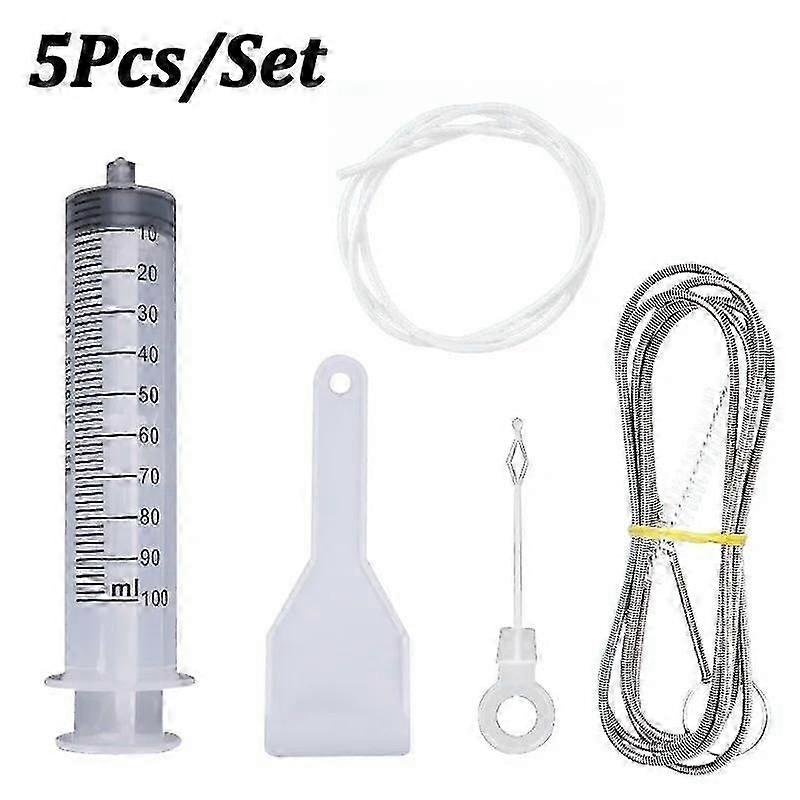 Clogged drain cleaning tools for refrigerator 5-piece kit with brush and steel wool