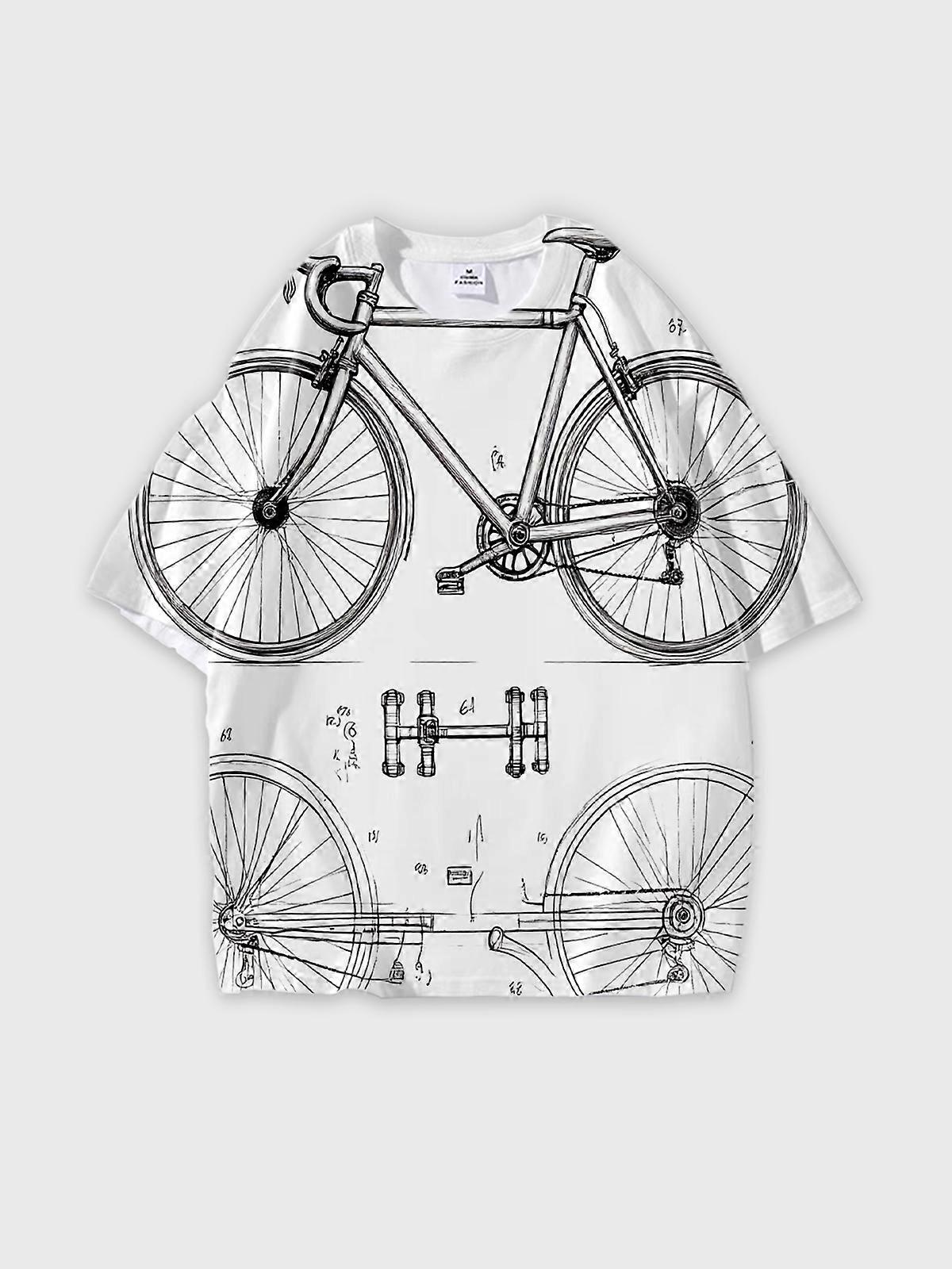T-Shirt Round Neck, Loose Short Sleeve Pattern Graphic Tee, Unisex Summer Casual Top U1954
