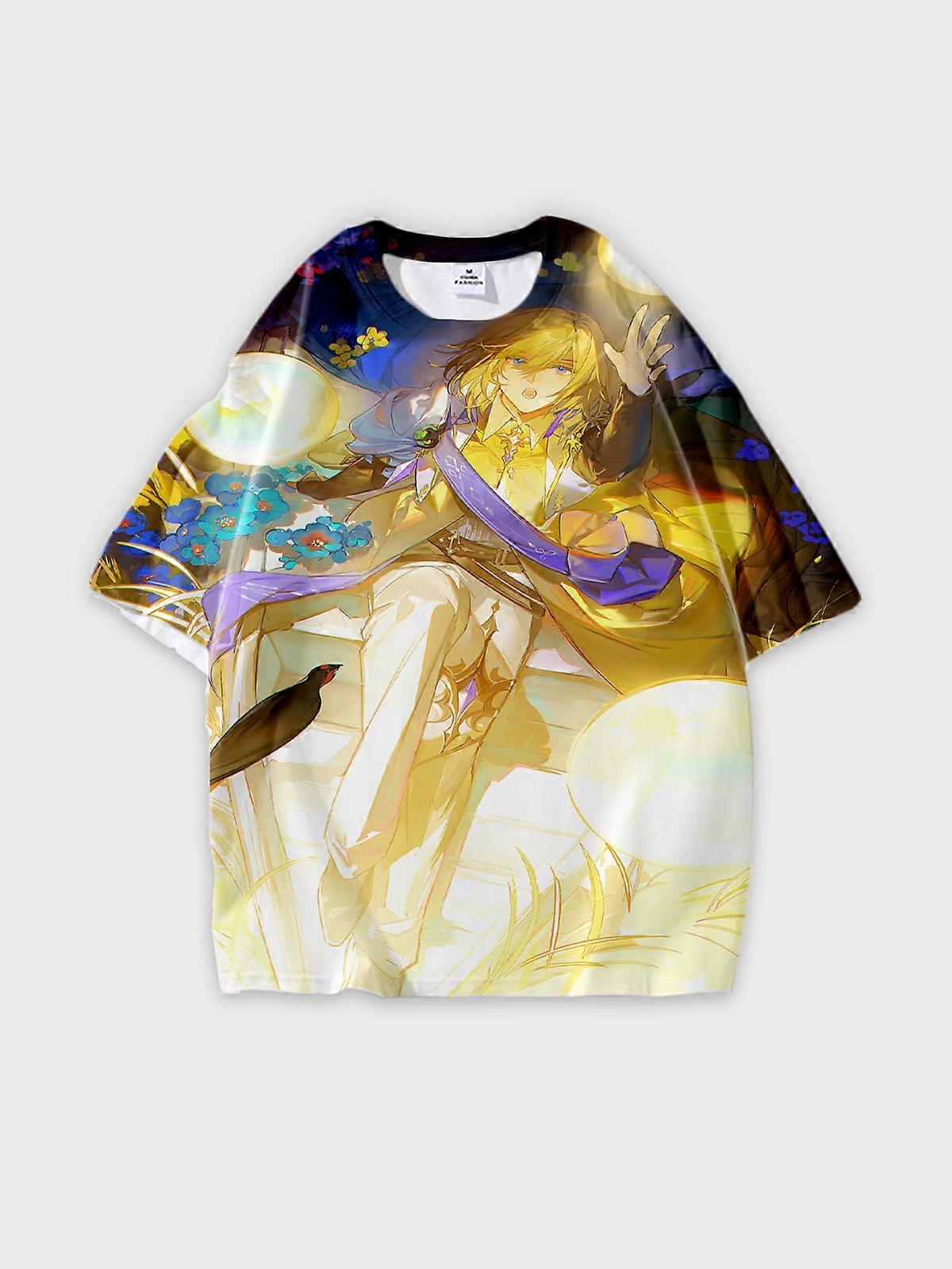 T-Shirt Short Sleeve Round Neck, Summer Casual Loose Graphic Tee, Unisex Pattern U2549