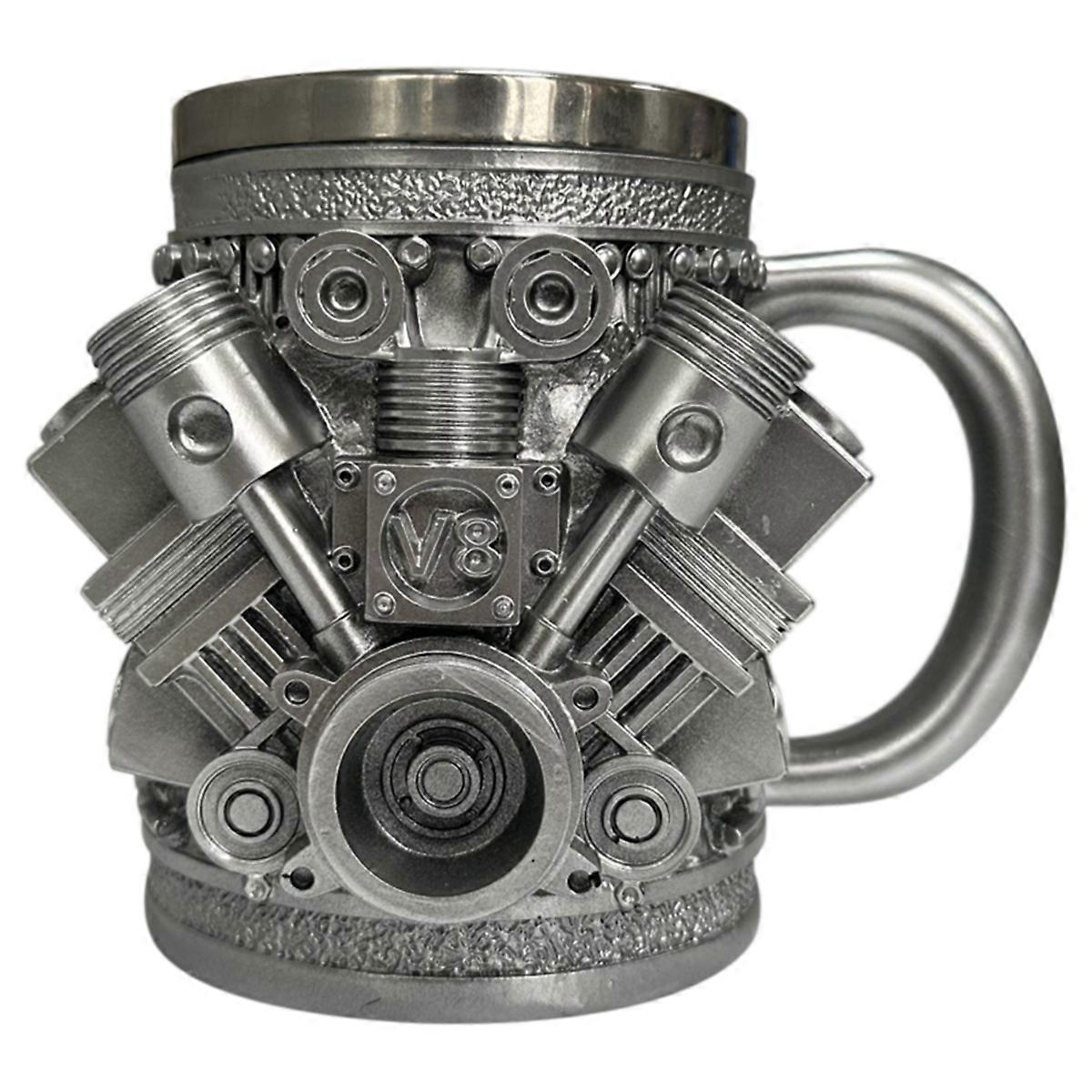 Engines Stainless Steel Mug, Car Engine Design Coffee Mug for Car Enthusiasts and Fan V8