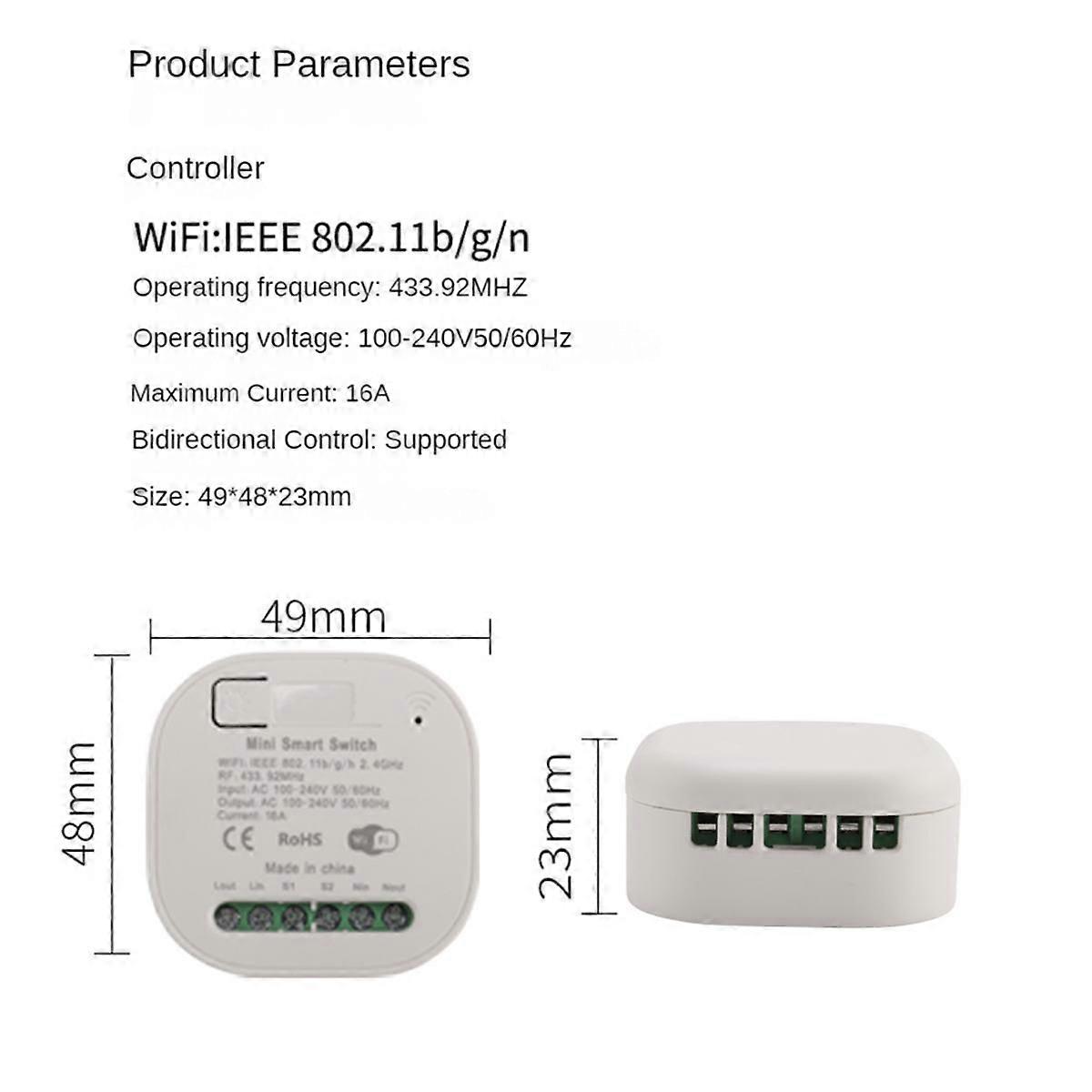 Tuya WIFI RF433 Receiver 16A WiFi Smart Wireless Switch 433MHz Remote Control Smart Timer Switch fo