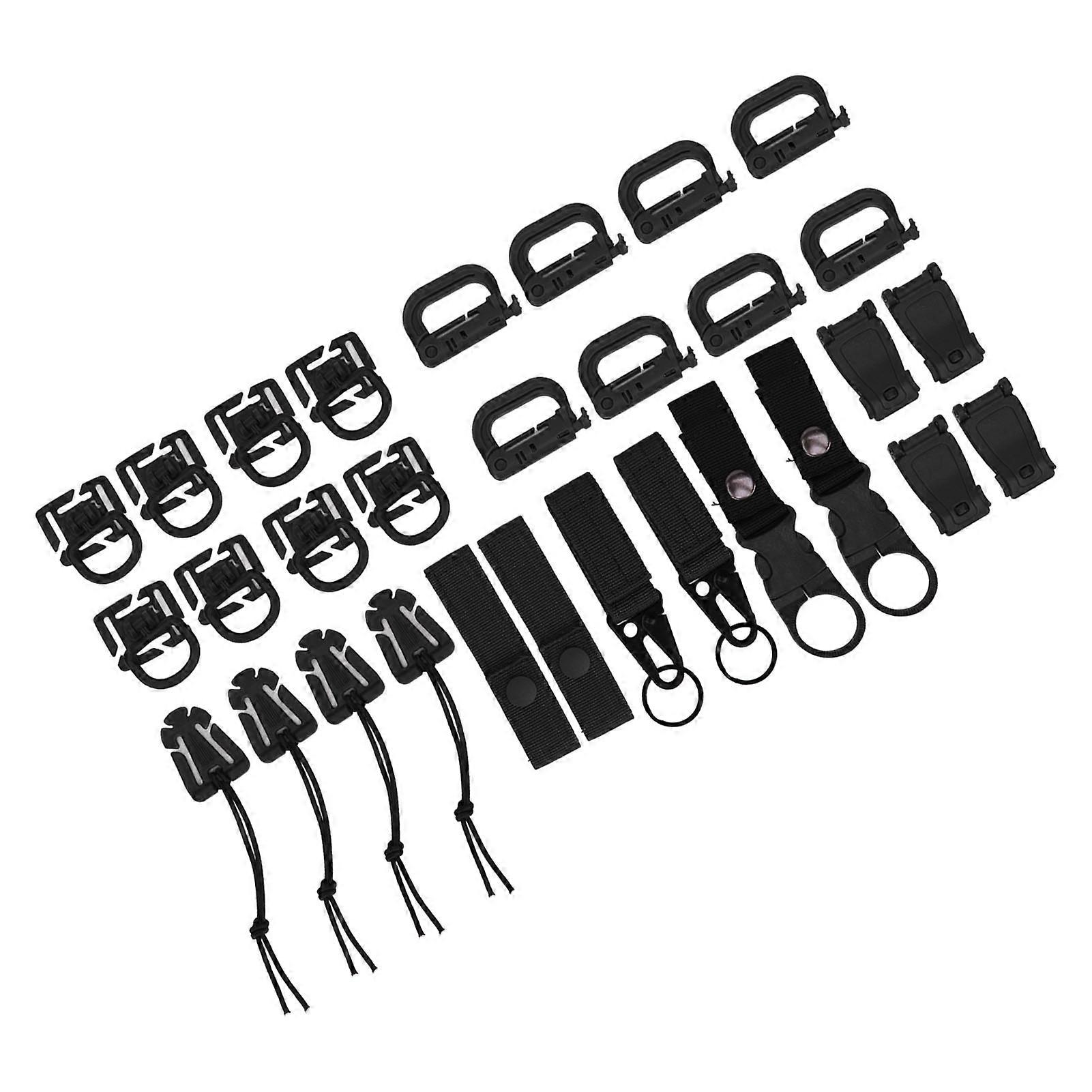 30 Pcs Black Molle D Buckle Plastic Backpack Accessories Kit