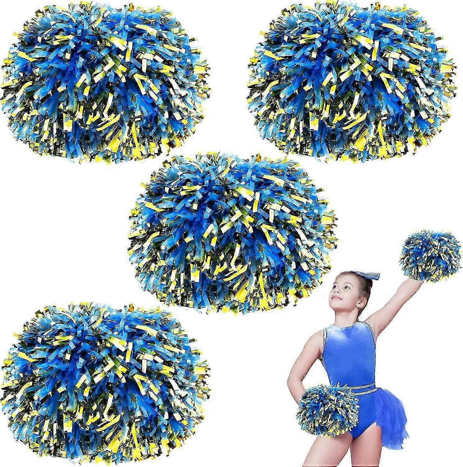 2025 Latest Model 4Pcs Cheerleading Pom Poms for Kids, 2 Pair Cheerleader Pompoms with Bat