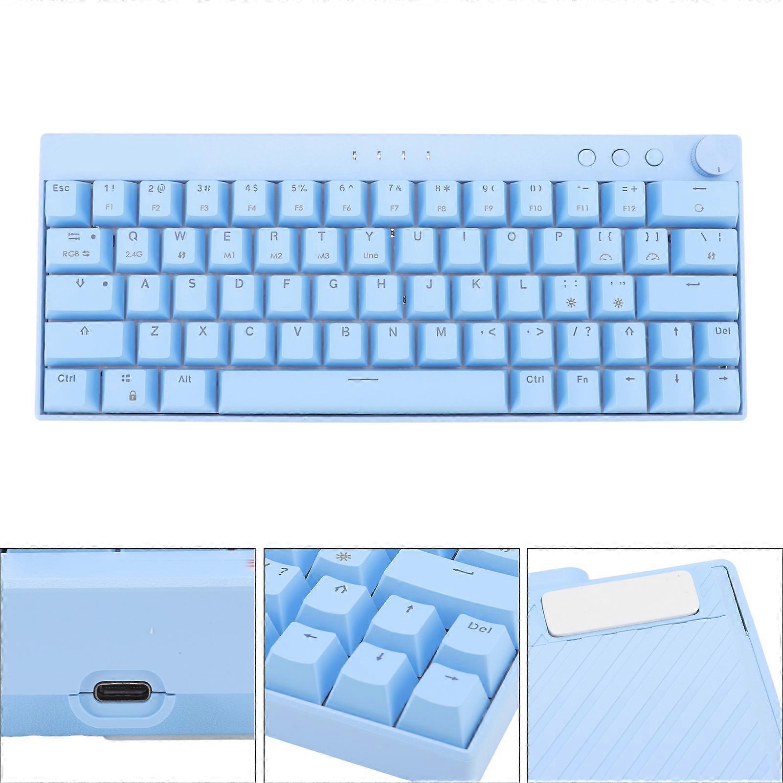 64-Key Blue 3 Modes Wireless Mechanical Keyboard RGB Brown Switch
