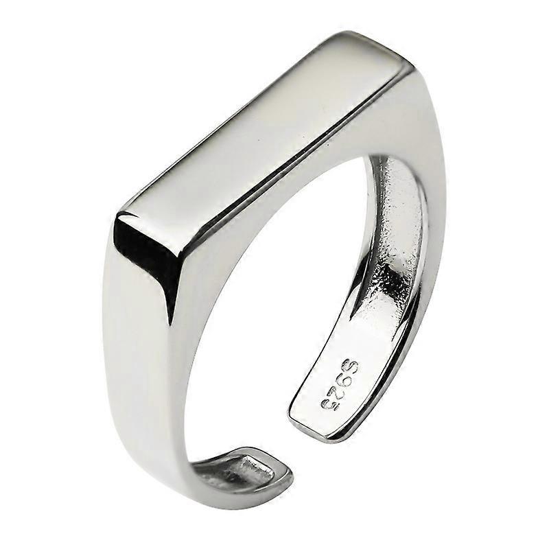 Women's Index Finger Ring, Ins Style Plated S925 Sterling Silver Minimalist Square Open Adjustable
