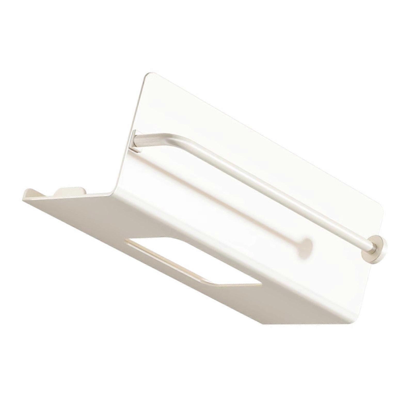 Rustproof Carbon Steel Kitchen Towel Rack With Strong Adhesive Backing Wall Mount Space Saving  White