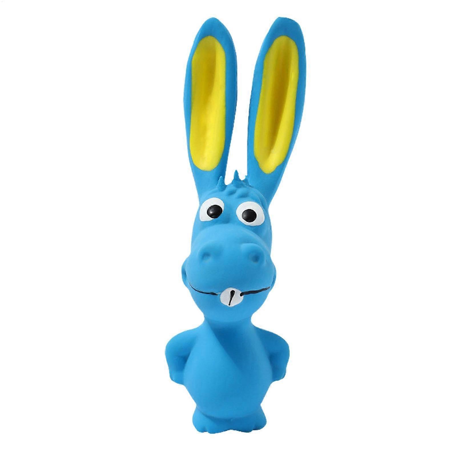 Dog Chew Toy Latex Hippo Squeaky Crinkle Interactive Soft Toy For All Breeds Blue