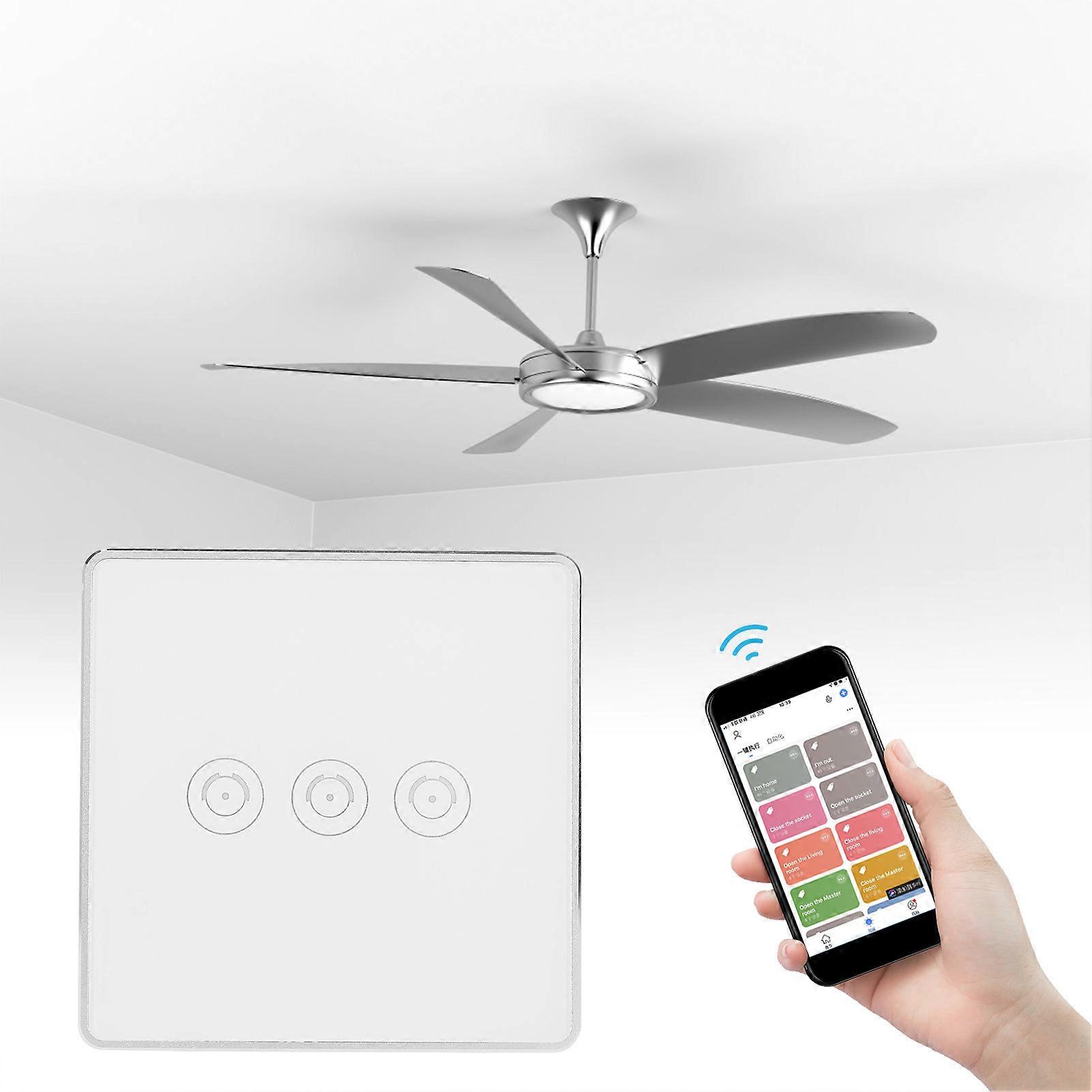 Smart Switch WiFi Wireless Touch 3-Channel S104-3 White 86x86x35mm