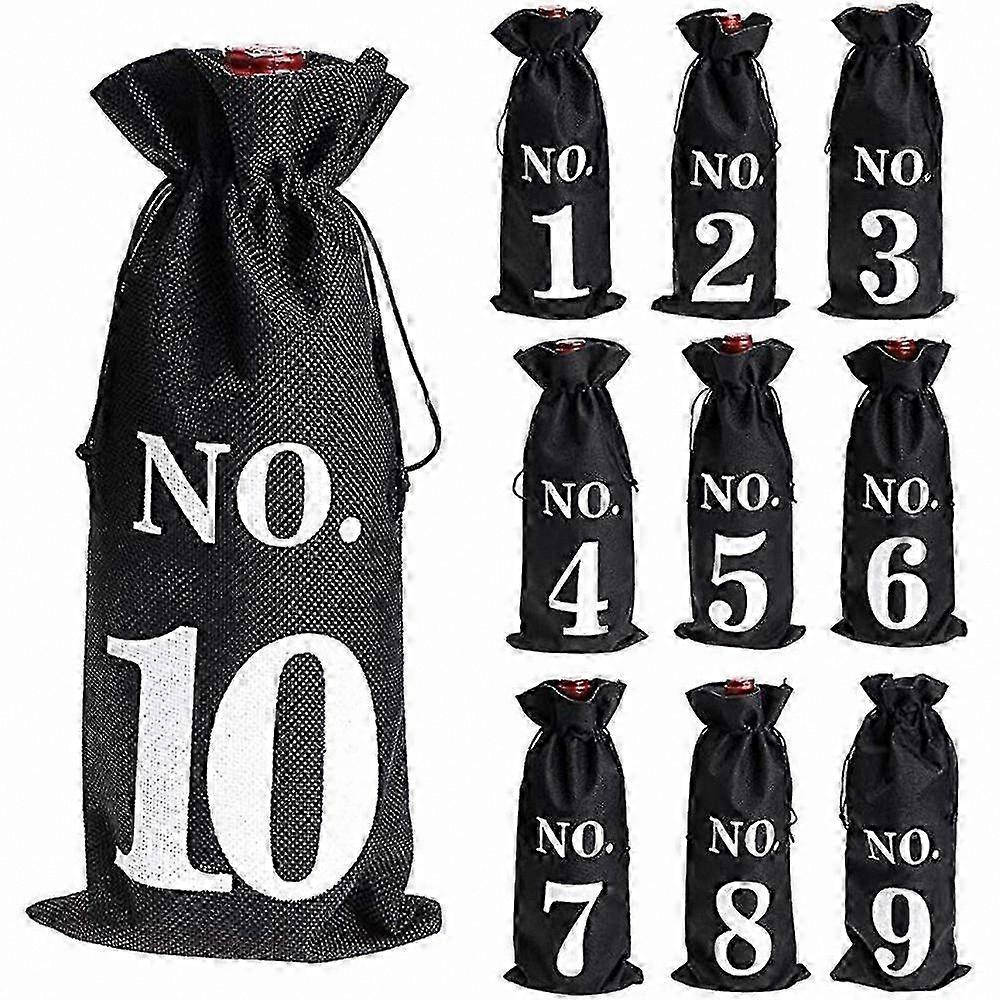 Burlap Wine Bottle Bags with Drawstring Closure for Blind Tasting Events