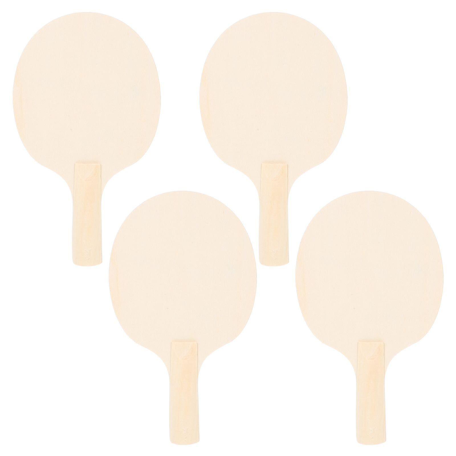 4 Pair Unfinished Wooden Racket Diy Table Tennis Paddle Blanks For Painting Lightweight Wood Base Unique Ping Pong Paddle Craft