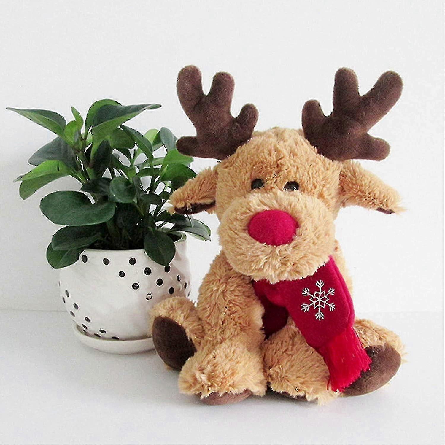 Christmas Reindeer Plush Toy, Xmas Stuffed Elk Doll Toy Soft Plush Stuffed Doll Desktop Decorative Creative Cute Elk Stuffed Animal Doll Toy For Bed S