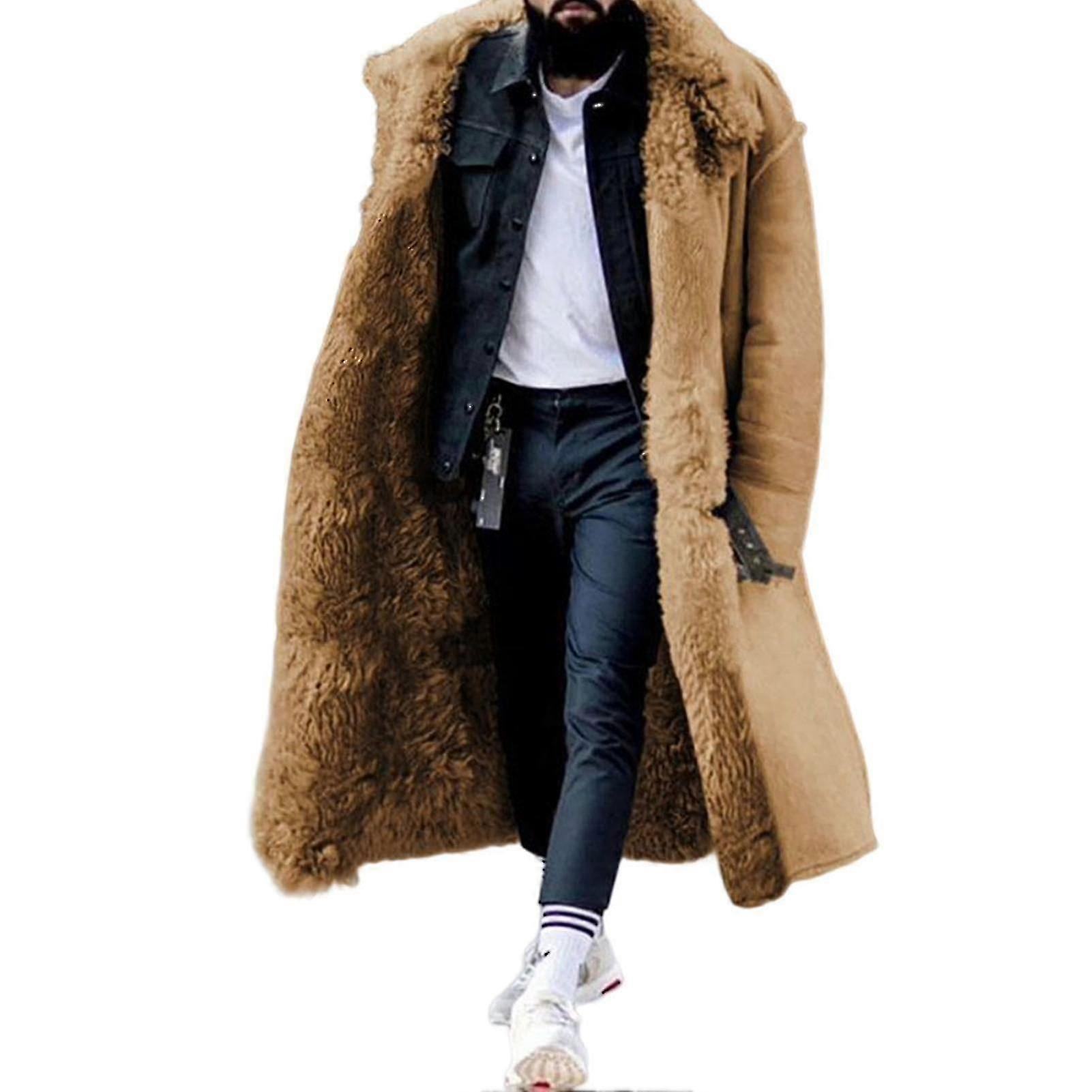 Thick Fur Lined Plus Size Men's Winter Coat for Extreme Winters