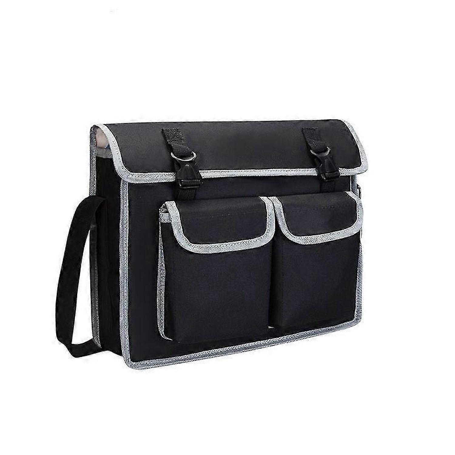 Vertical Pockets Oxford Cloth Storage Tools Bag with Adjustable Shoulder Strap(Black)