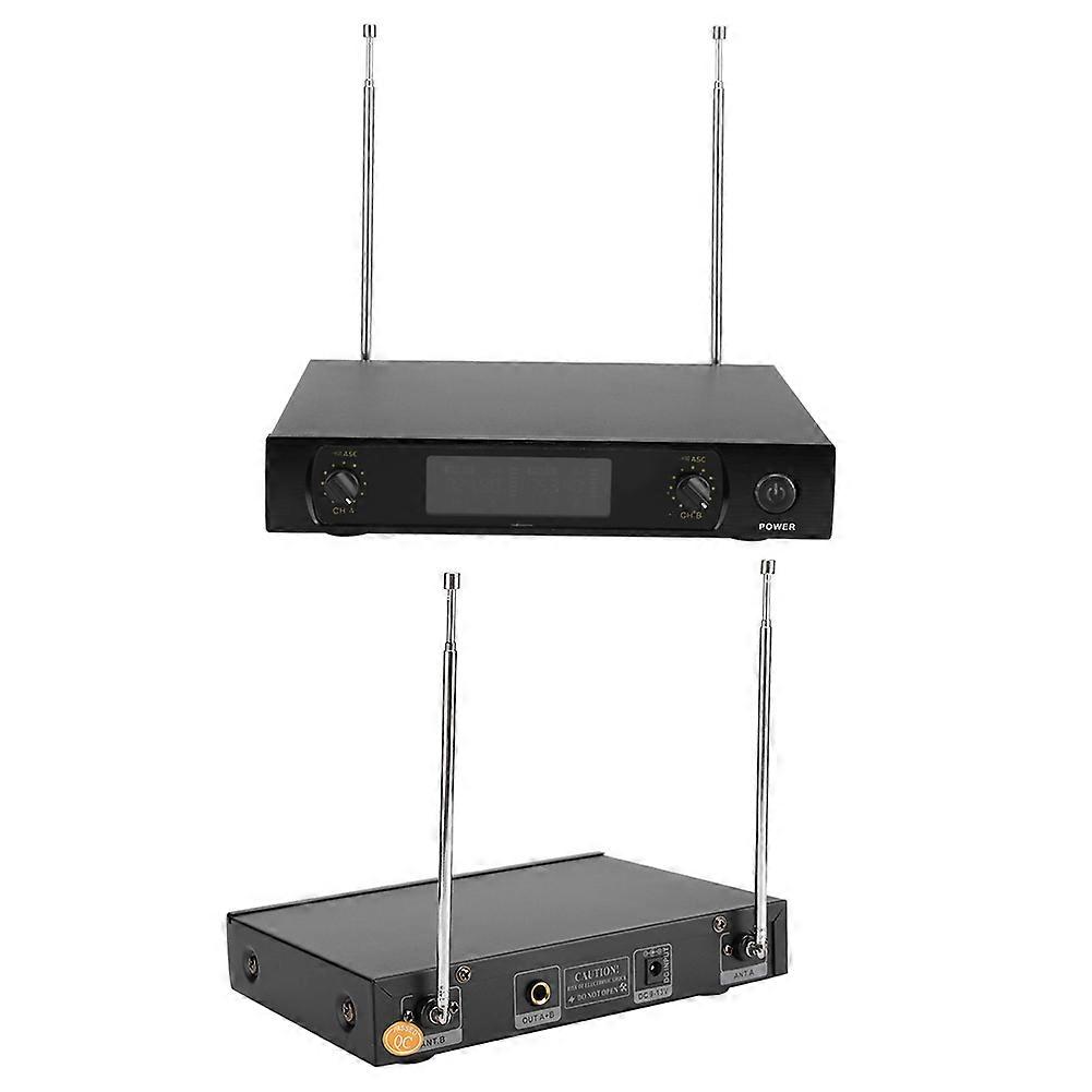 Portable UHF Handheld Dual Wireless Microphone for Karaoke US Plug