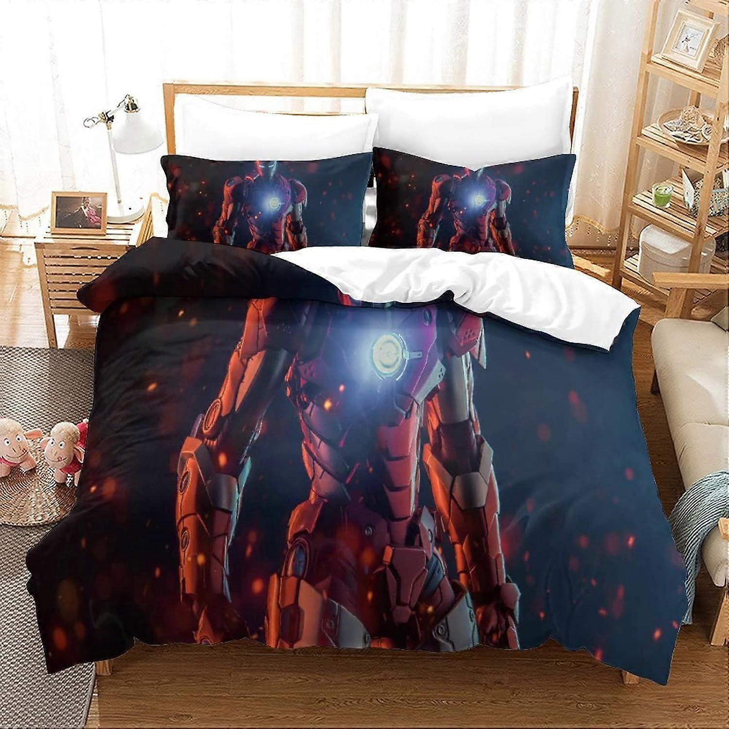 Duvet Cover Set Double Iron Man Printed Duvet Covers Bedding Set for in Kids Teens Adults Soft Hypoallergenic Quilt Cover with Pillowcase with Zipeer 