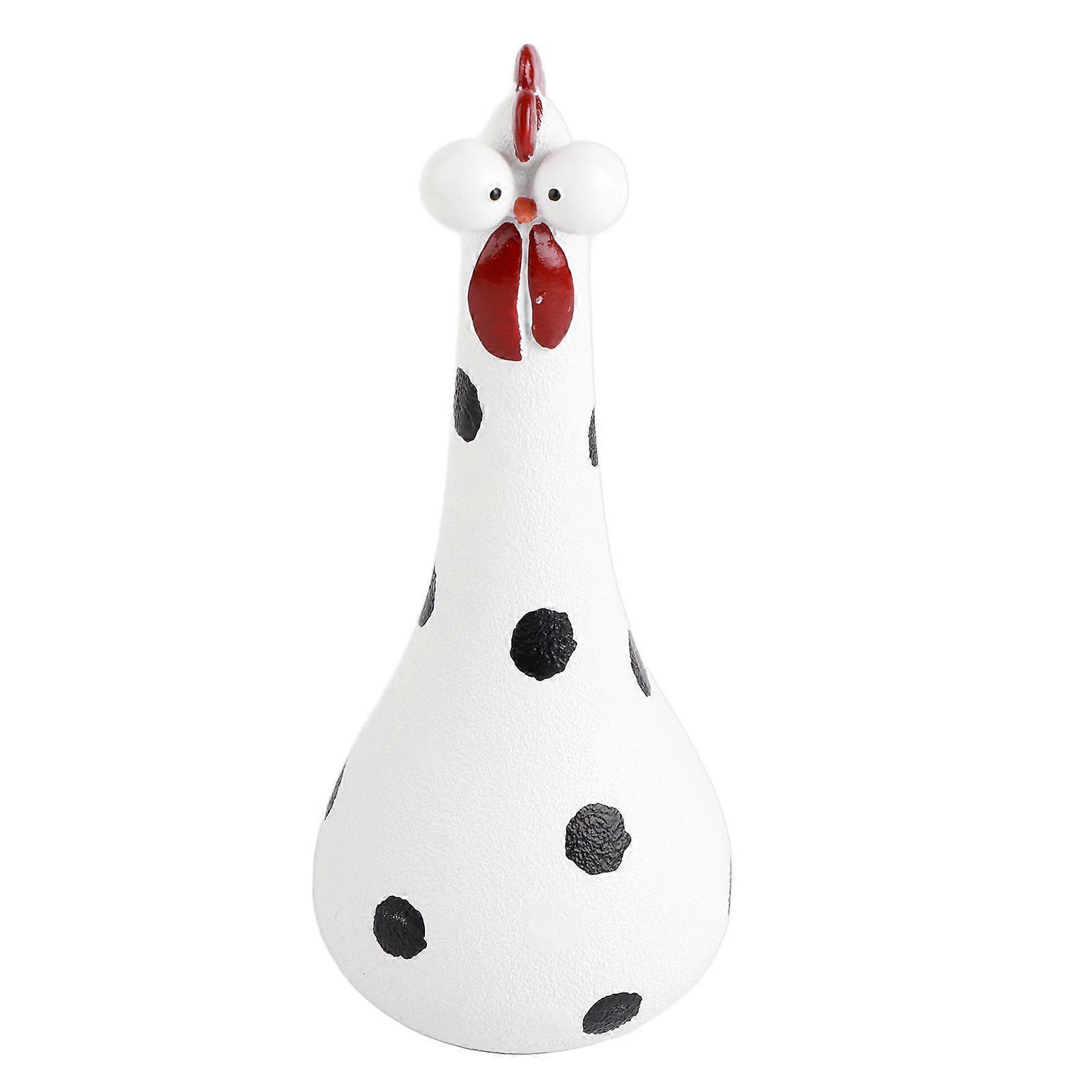 Chicken Statue Long Neck Microlandschaft Hand Crafted Resin Animal Garden Statues for Garden Yard Art DecorationWhite