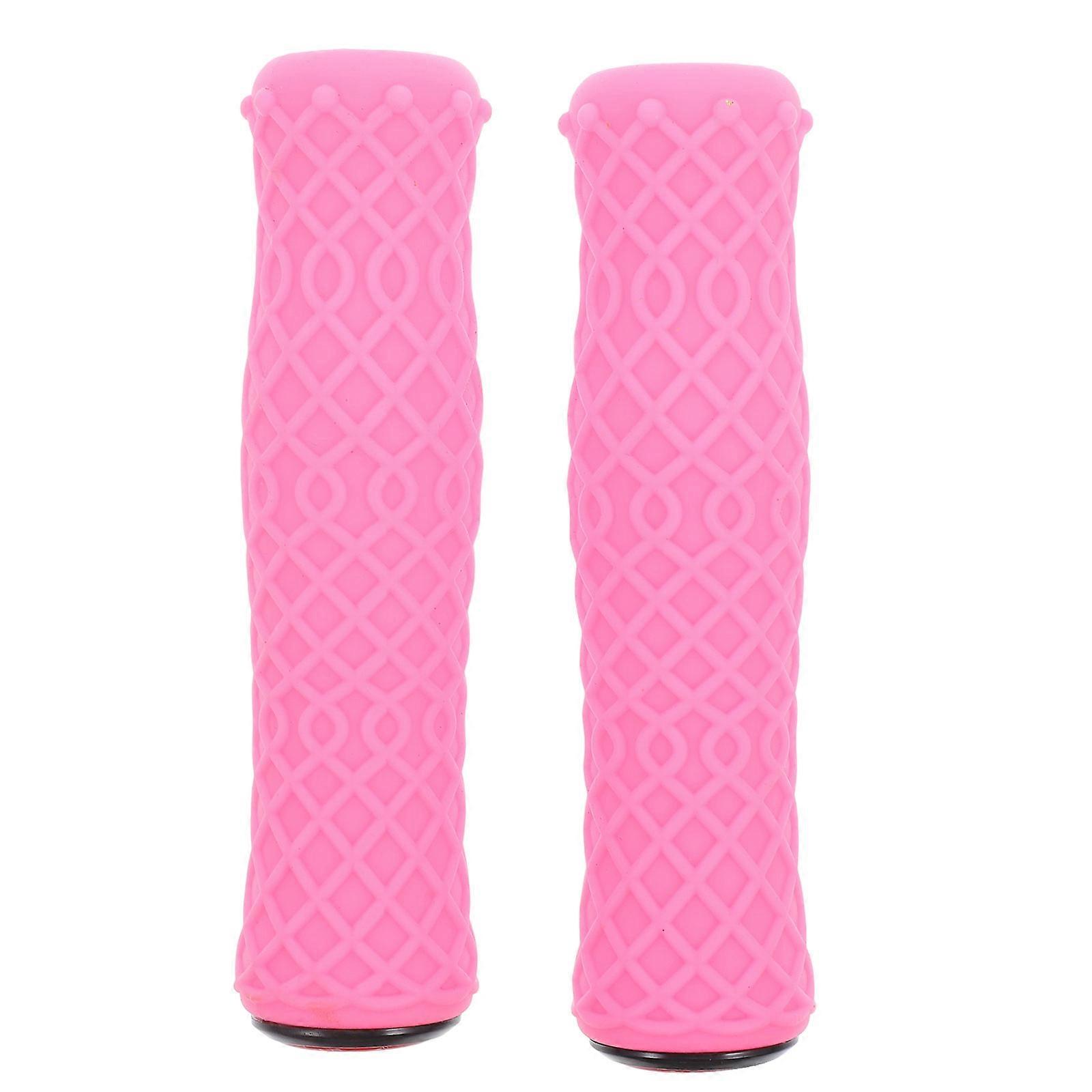 Ergonomic Bike Handlebar Grips Silicone Handle Cover for Cycling 3Pcs Pink