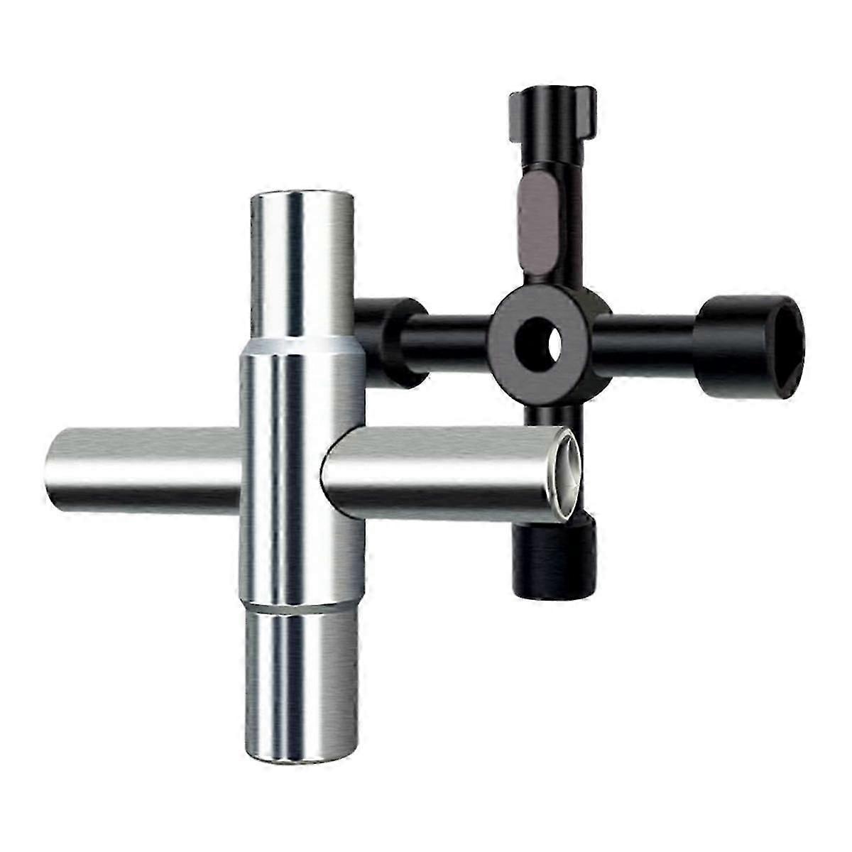 2 Pieces 4 Way Key Wrench, Multifunctional Water Utility Key, Steel Wrench for Faucets, Hose Bibs-JK