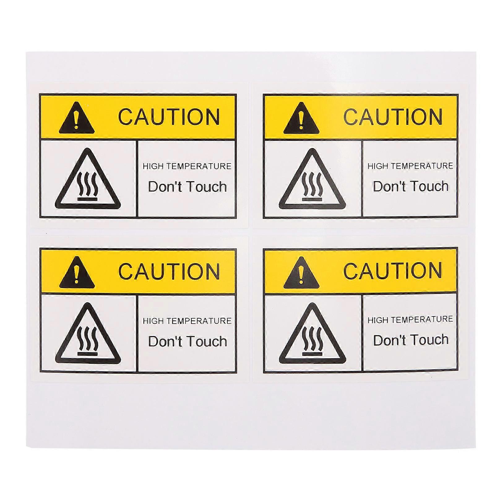 High Temperature Warning Sticker for Caution Hot Surface 4Pcs PVC Stickers