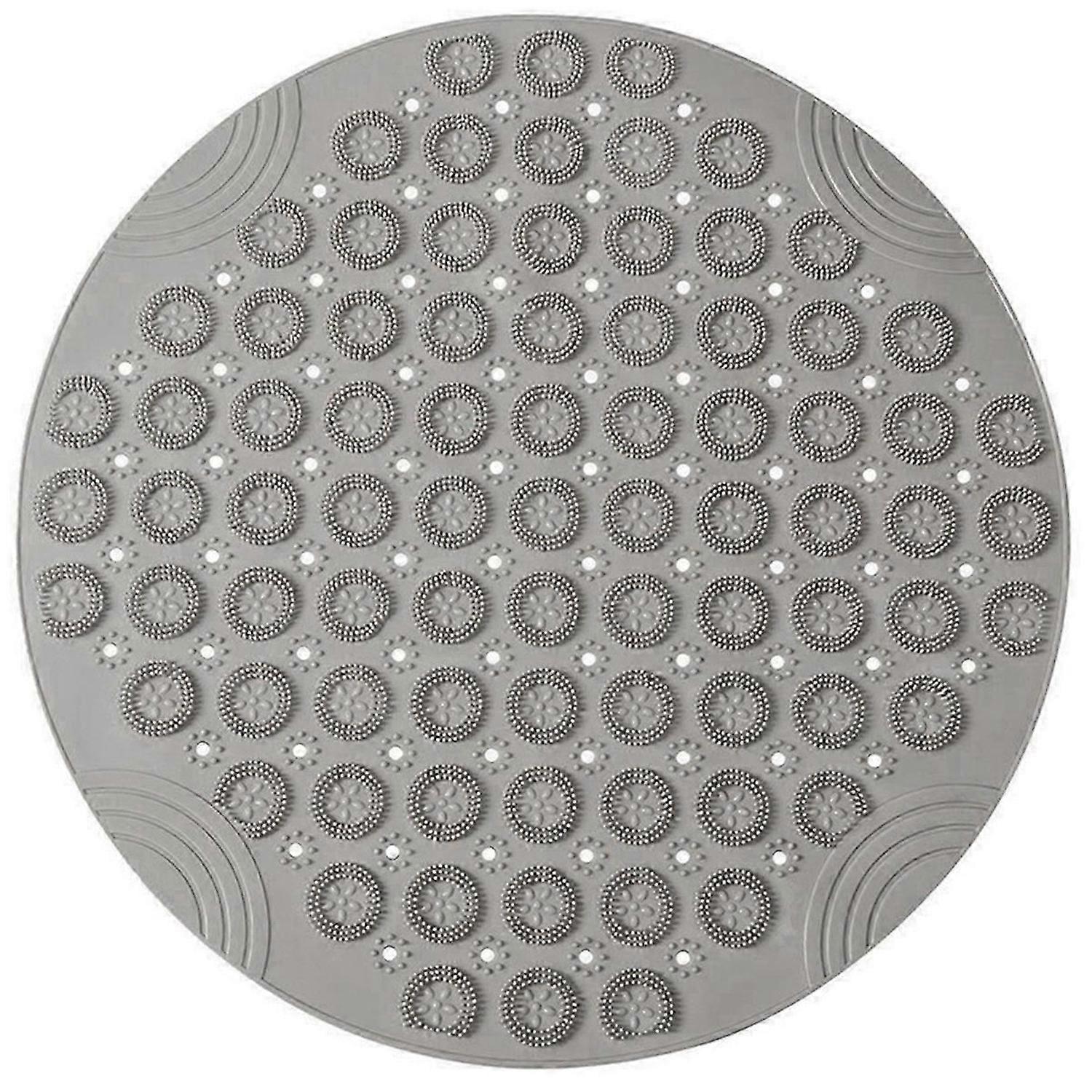 Round Non-Slip Shower Mat Strong Suction Bath Mat with Drain Holes, A