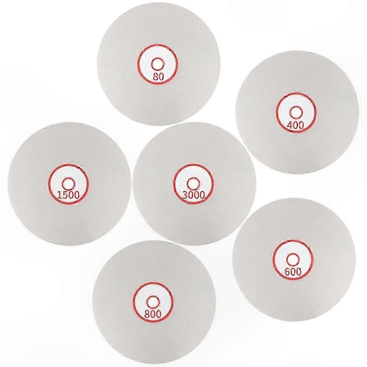 6-Piece Diamond Polishing Disc Set, 6 Inch Flat Lap Wheel with Grits 80/400/600/800/1500/3000 for Lapping and Finishing Tasks