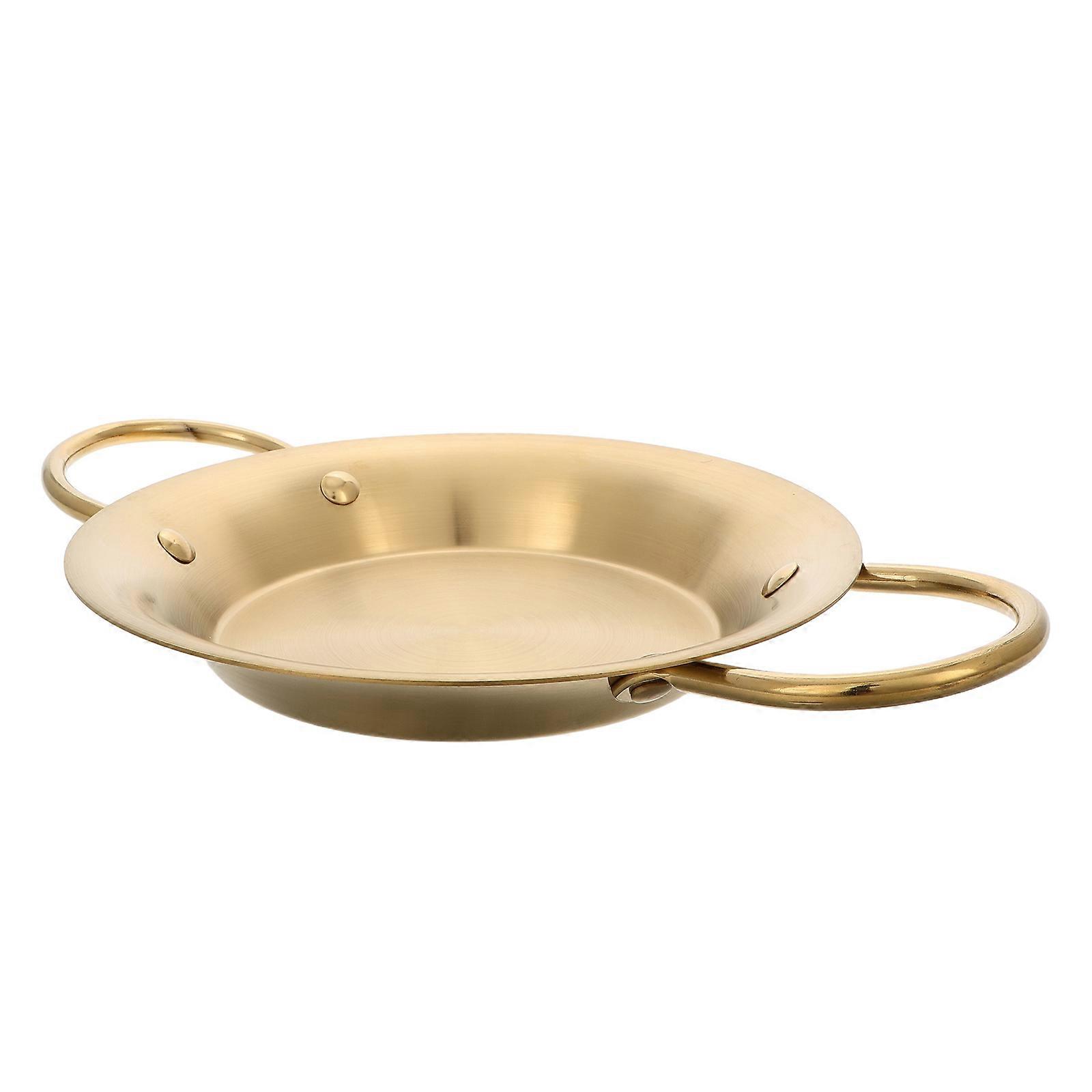 Golden Stainless Steel Seafood Platter for Baking and Roasting 2Pcs with Handles
