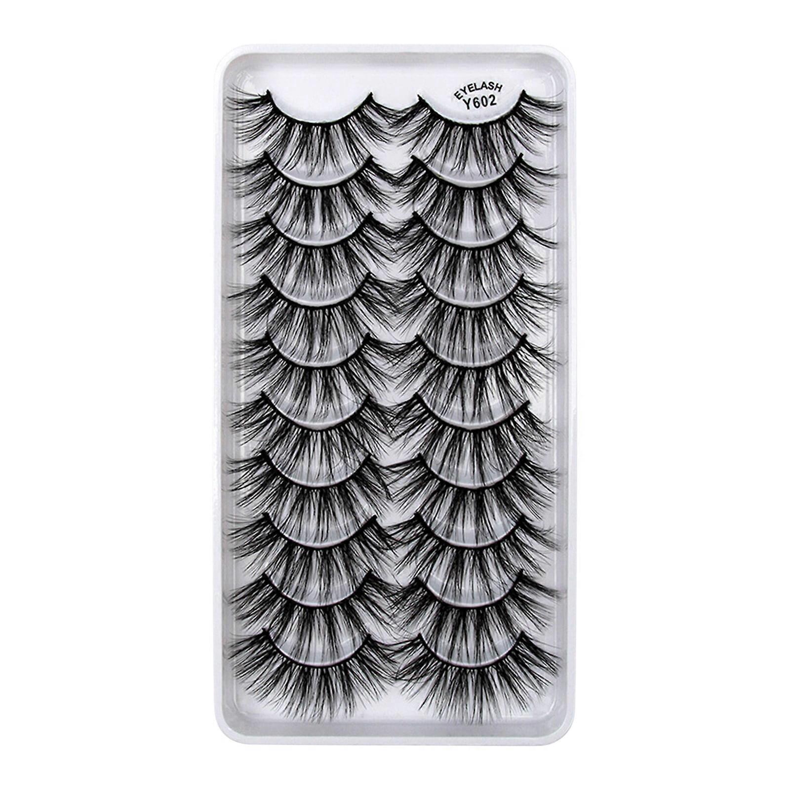 Zlezpi 10 Pairs 8D Faux Mink False Eyelashes, Wispy Cat Eye Style, Luxury Volume Lashes Multipack