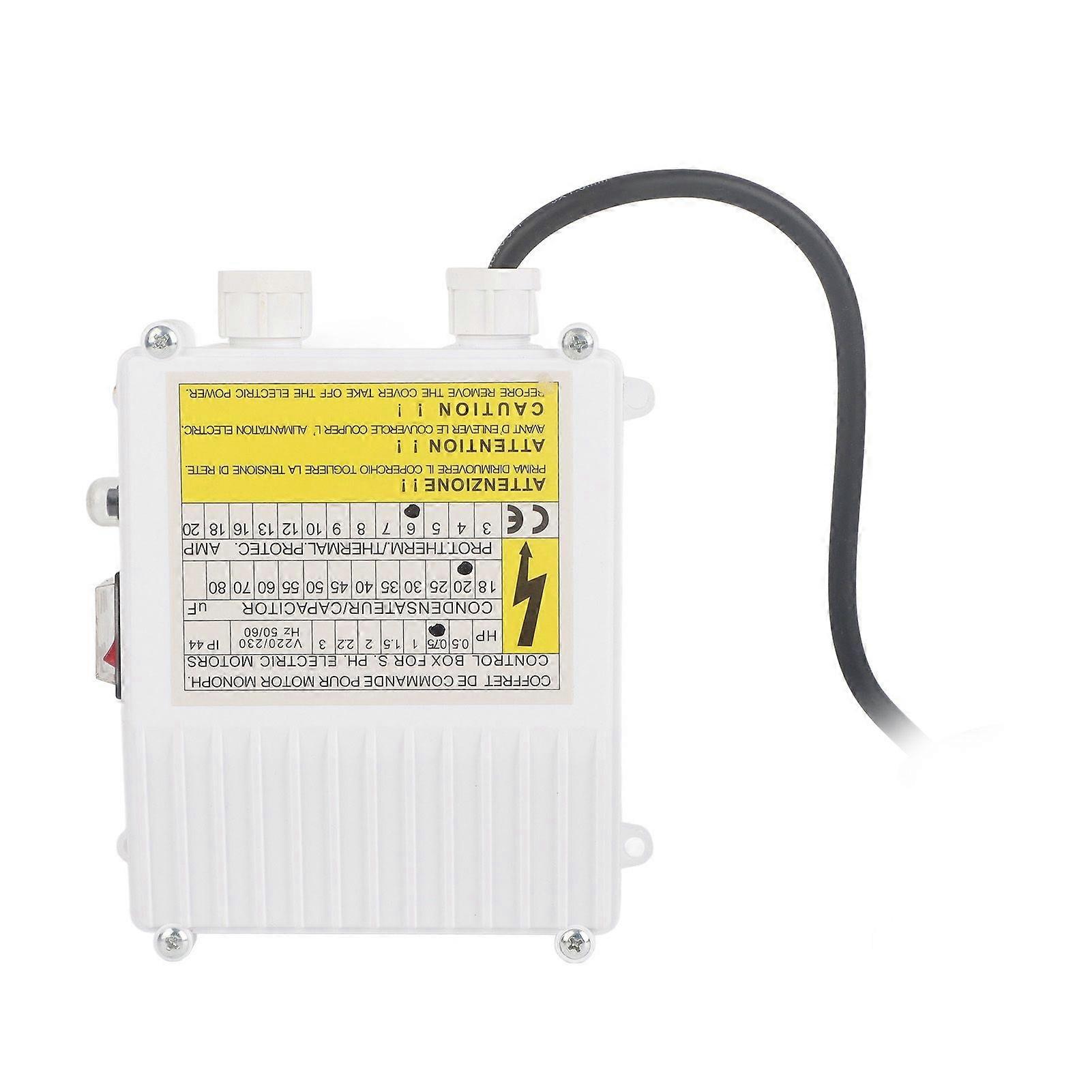 Pump Control Box Bulit in Thermal Protection Circuit Breaker Controller for Deep Well Submersible Household Suction Pumps 0.55KW 0.5HP 20uf 5A EU Plug