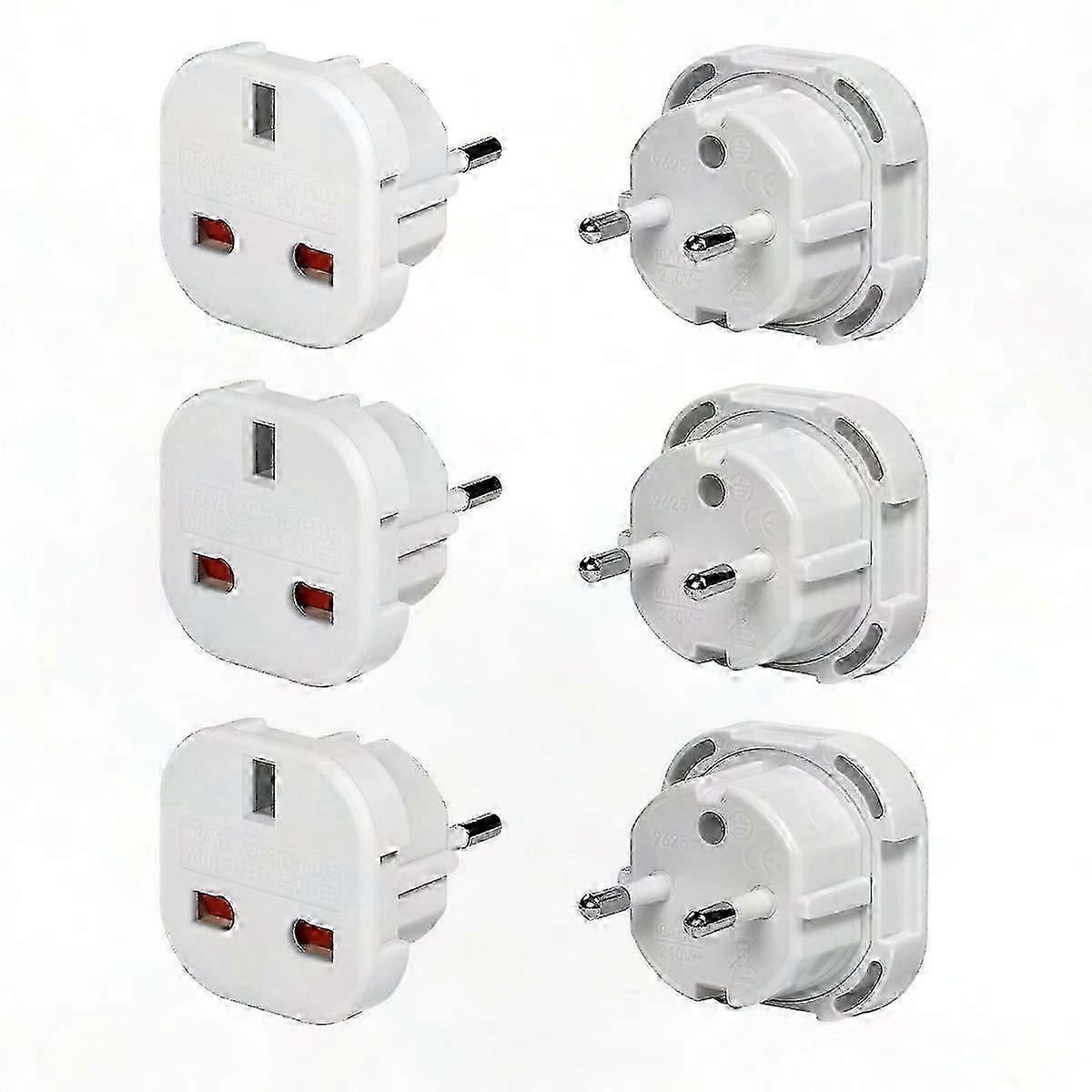 EU Travel Adapter 3-Pack, Type C Plug for Europe, Egypt, Turkey - White
