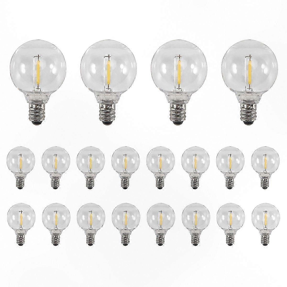 20-Pack Durable G40 LED E12 Globe Bulbs for Solar-Powered String Lighting