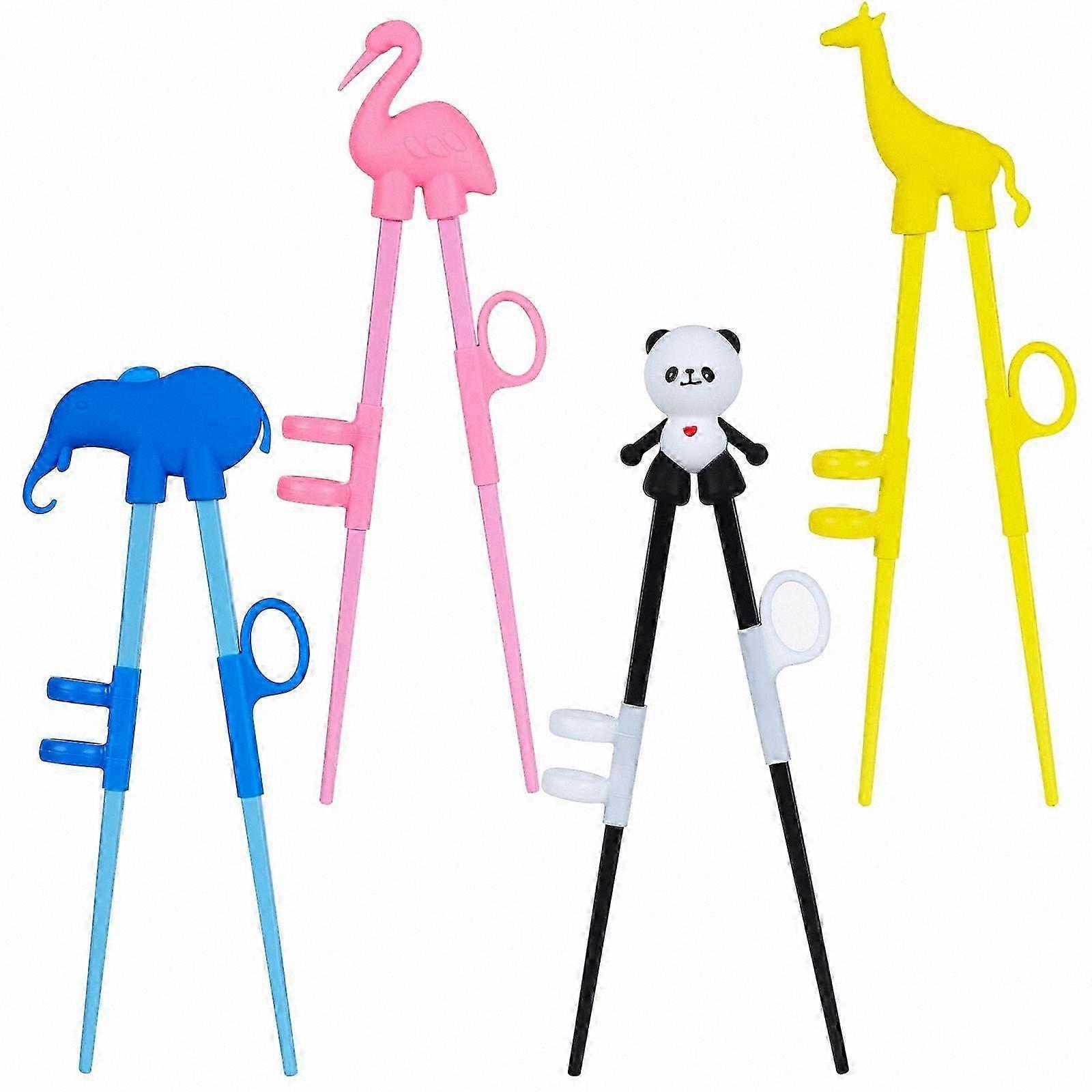 4-Pack Children's Beginner Chopsticks - Durable Learning Utensils with Easy-Grip Design, Multi-Colored Plastic