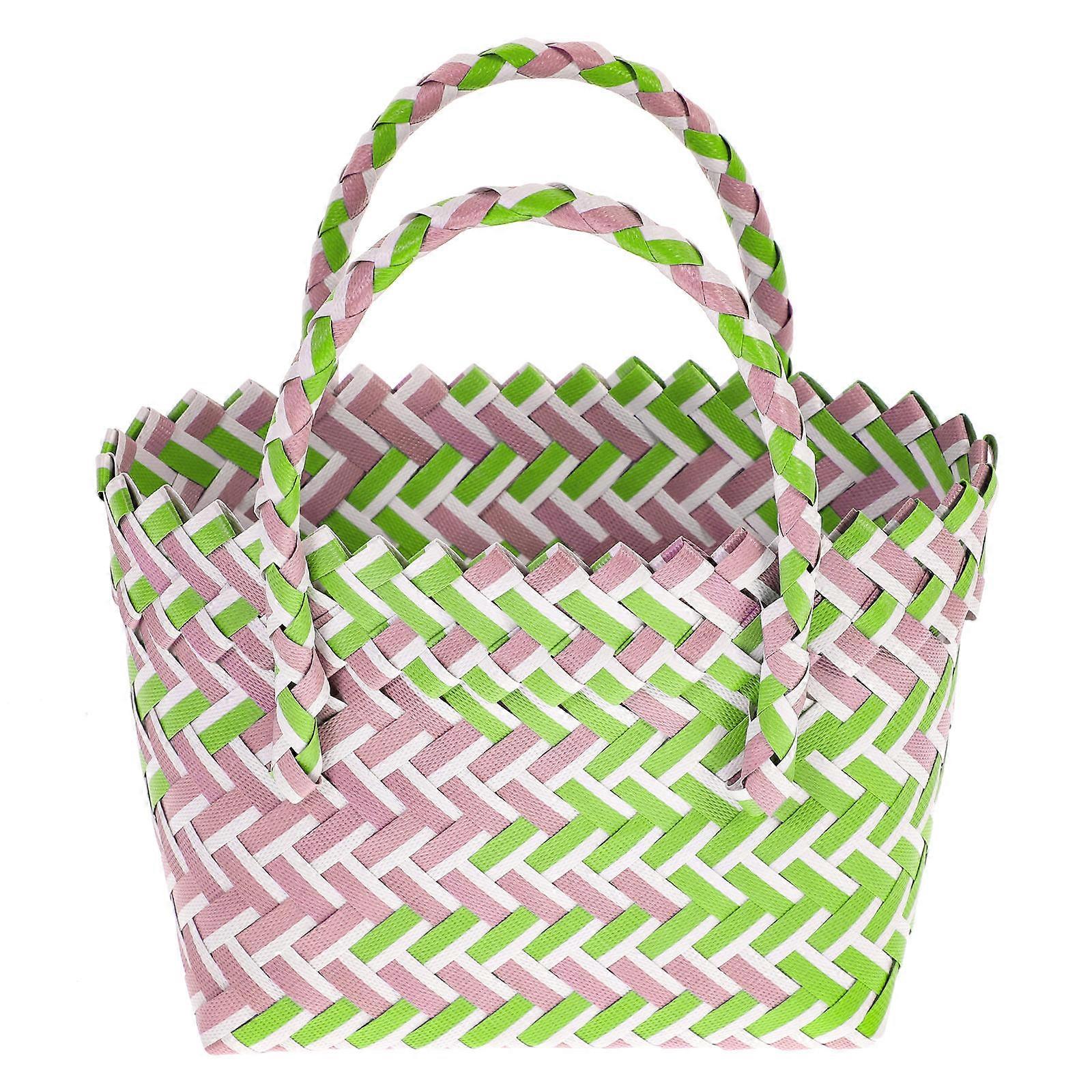Multi Colored Woven Basket for Storage 4Pcs Beach Tote Bags
