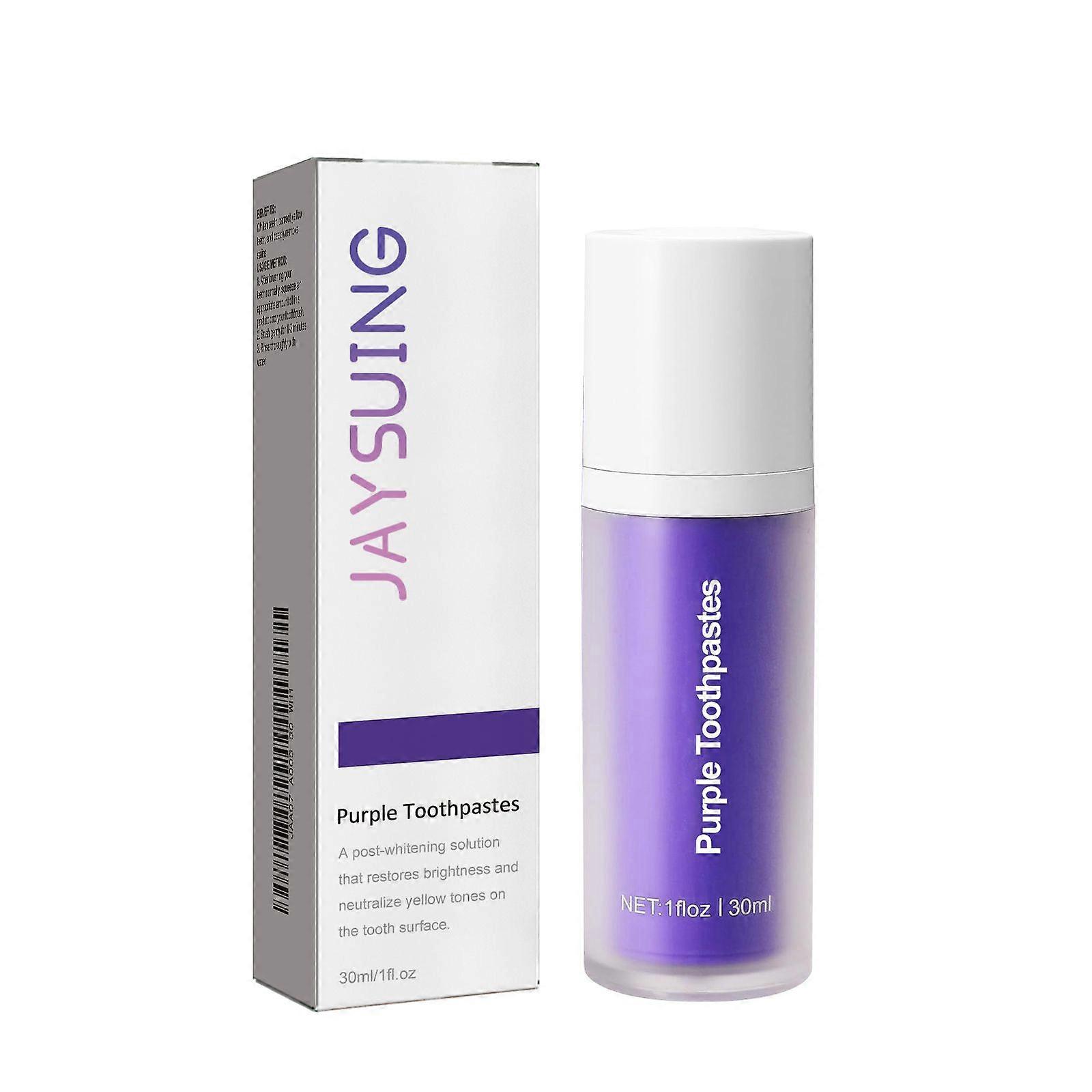 Jaysuing Purple Tooth Whitening Toothpaste, Cleaning Stains Bad Breath, Care For Gums White toothpaste